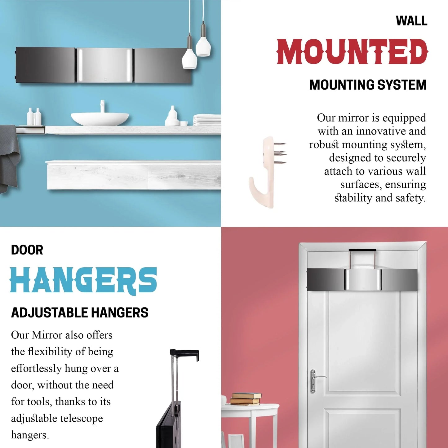 The 360 Mirror - 3 Way Mirror for Self Hair Cutting - Adjustable Trifold Barber Miror to Cut Your Own Hair - Tri Fold Self Haircut System for Men and Women Braiding - Three Sided Miror for Haircuts - Jlhbookstore.store