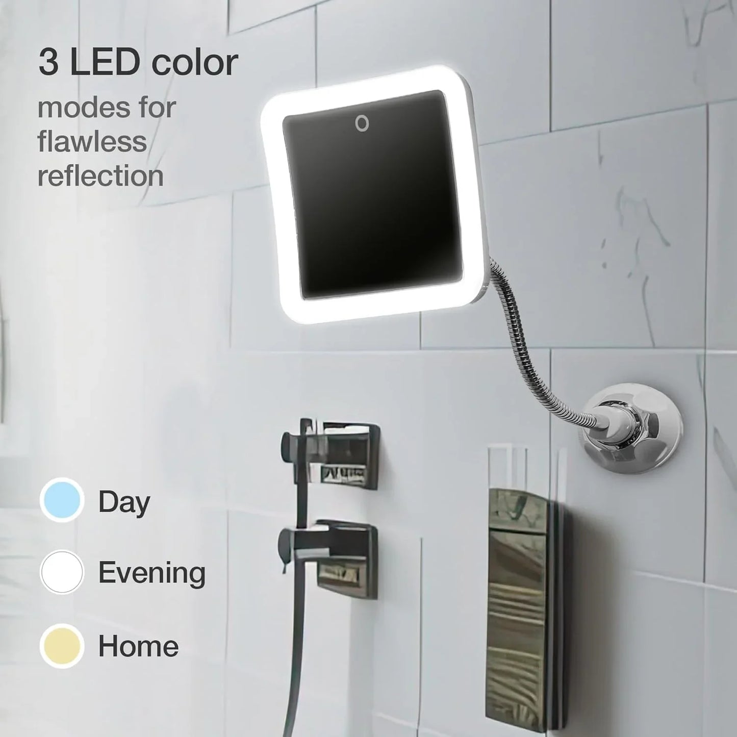 Fancii 10x Flexible Magnifying Mirror with 3 LED Light Settings, Rechargeable - Gooseneck Lighted Makeup Mirror for Bathroom, Locking Suction Mount, Cordless, 360° Rotatable (Mira 2 Plus) - Jlhbookstore.store