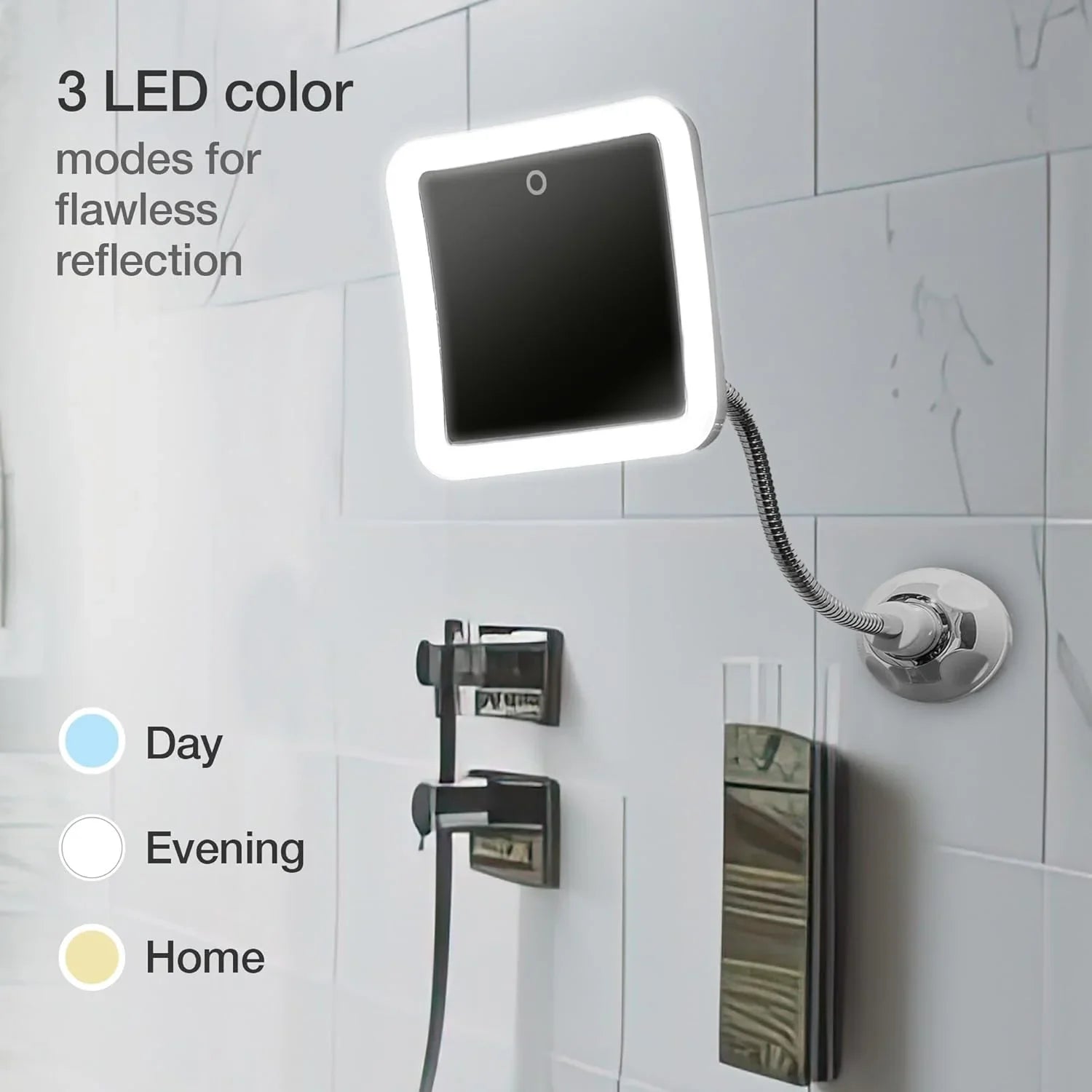 Fancii 10x Flexible Magnifying Mirror with 3 LED Light Settings, Rechargeable - Gooseneck Lighted Makeup Mirror for Bathroom, Locking Suction Mount, Cordless, 360° Rotatable (Mira 2 Plus) - Jlhbookstore.store