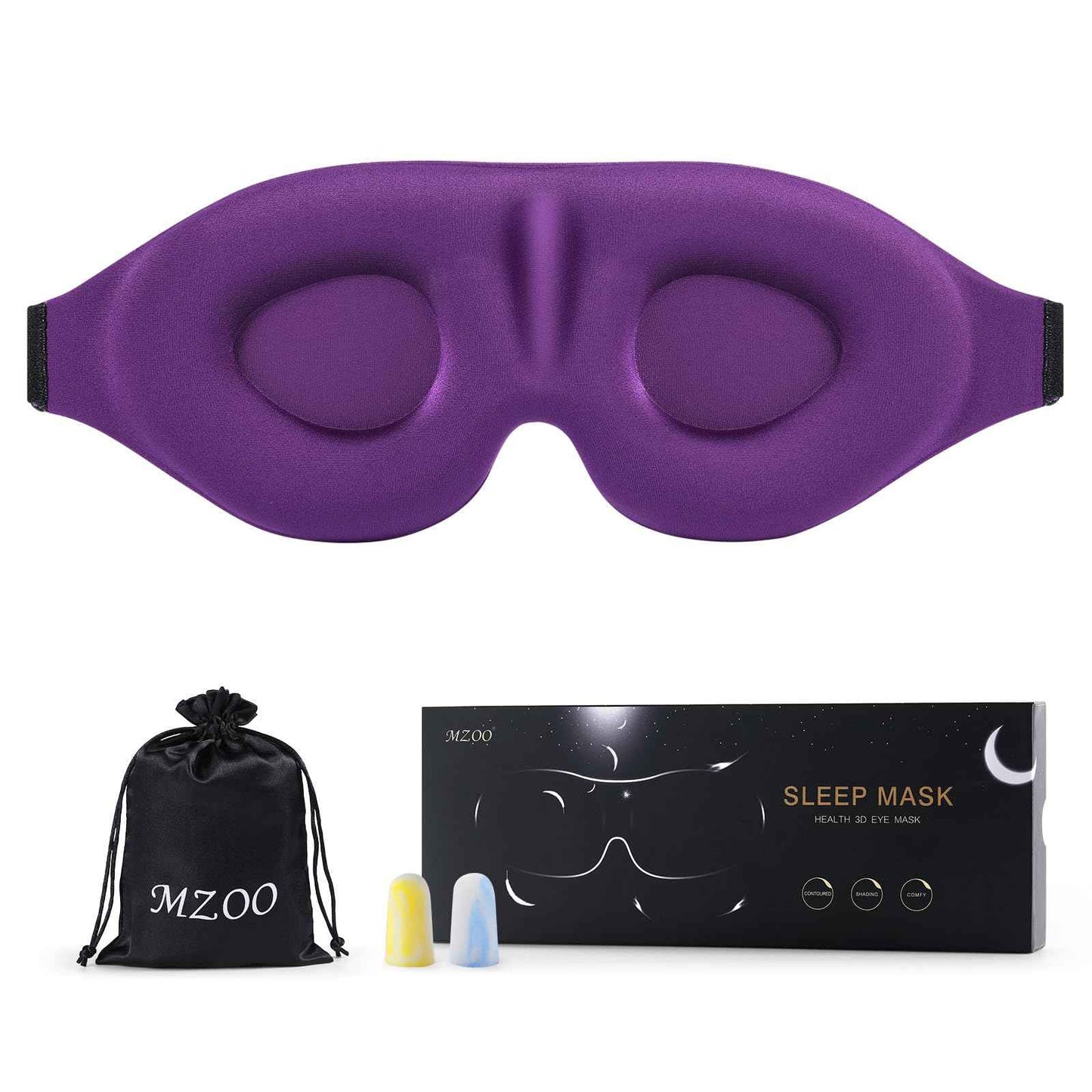 MZOO Luxury Sleep Eye Mask for Side Sleeper Men Women, Zero Eye Pressure 3D Sleeping Mask, Light Blocking Patented Design Night Blindfold, Soft Eye Shade Cover for Travel, Black
