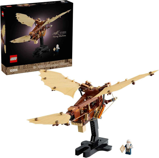 LEGO Icons Leonardo da Vinci's Flying Machine DIY Kit - Ornithopter Building Set for Adults, Ages 18+ - Craft for Home or Office Decor with Display Stand - Gift Idea - 10363
