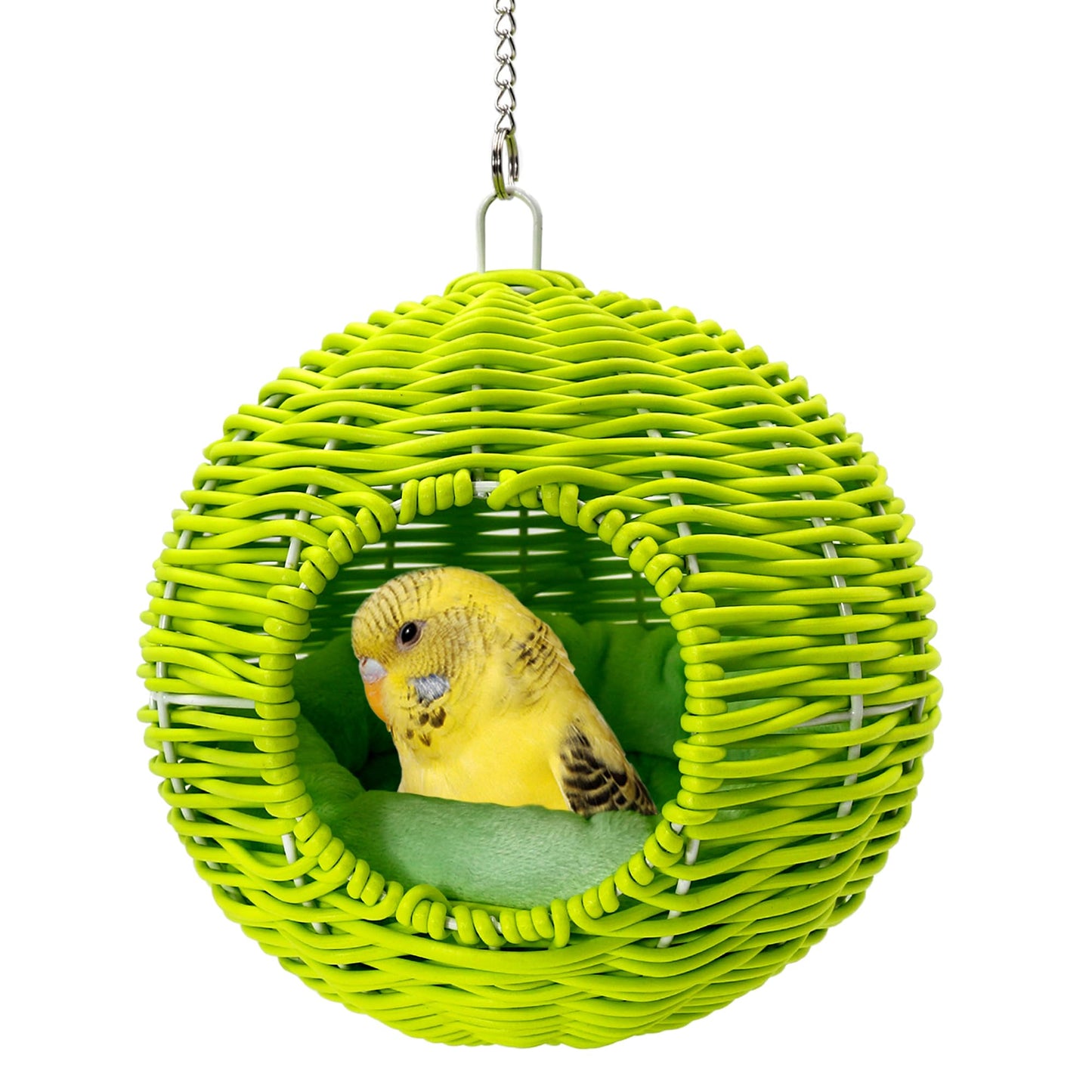 Chewproof Steel Frame Bird Nest for Cage, Washable Small Bird Bed Hammock Hideout Lay Eggs Parakeet Nest Sleep, Parakeet Warm Bed House Hut for Lovebird, Canary, Budgie, Finch (Brown)