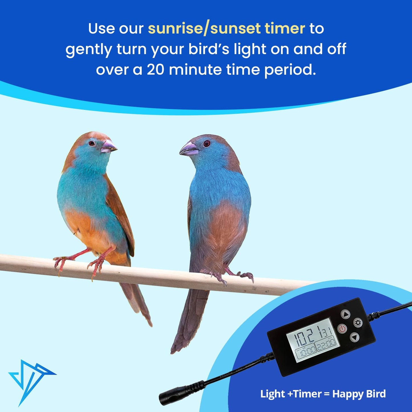 HappyBird Lighting Bird Cage Light with Chew Guard - Full Spectrum LED Pet Light - Simulates Natural Environment - Safe for Hookbill Birds – Easy to Install - (18" Long)