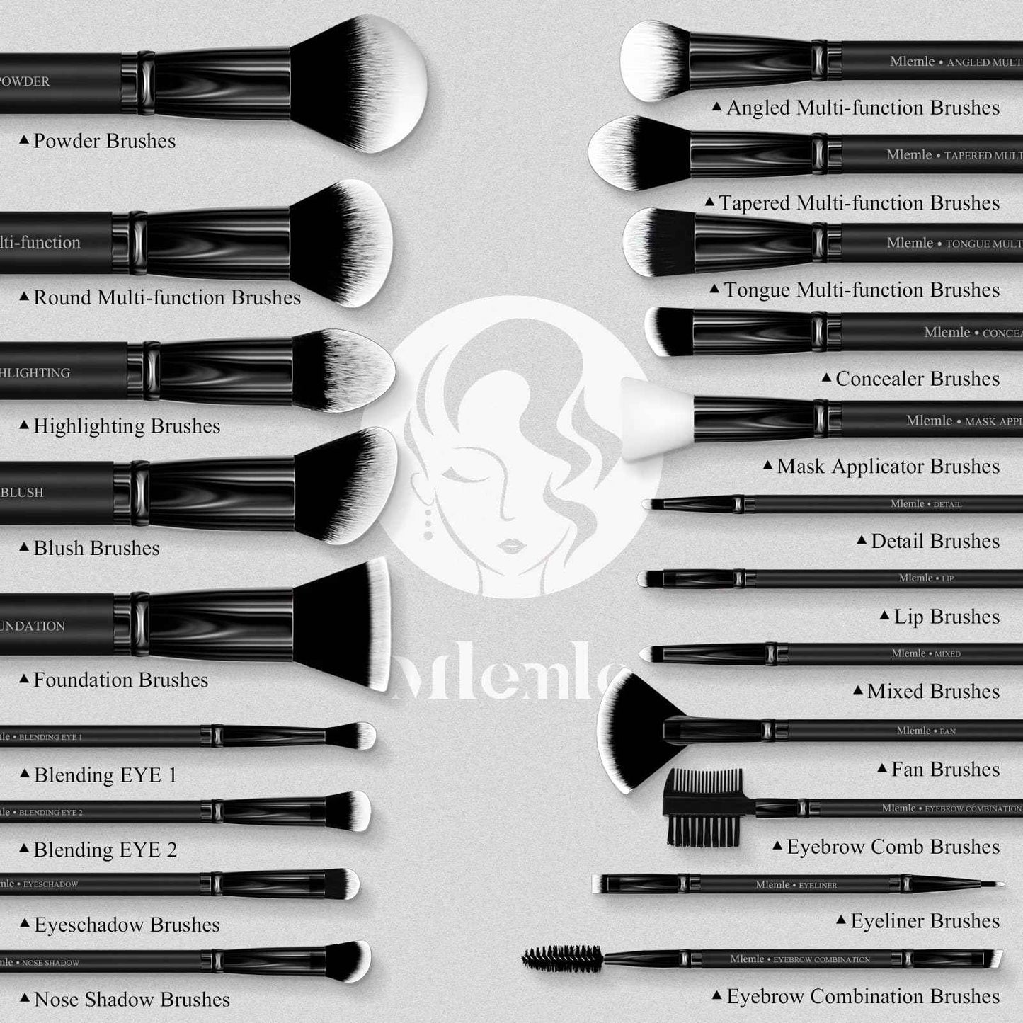 Makeup Brushes Set, Mlemle Professional 26 Pcs Makeup Kit, Include Powder Foundation Concealers Blush Eye shadows Eyebrow 21 Pcs Makeup Brushes and 2 Powder Puff, 3 Makeup Sponge(A01-Pink)