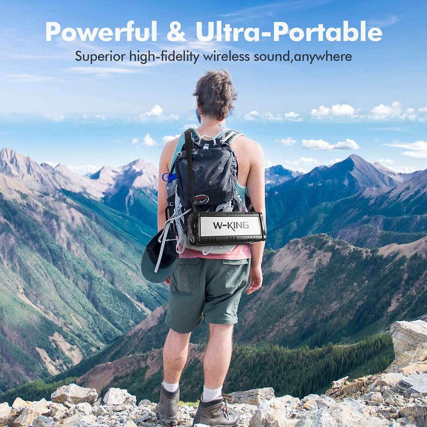 W-KING Bluetooth Speaker, 90W Max Portable Outdoor Speaker Loud, IPX6 Waterproof/50W Deep Bass Subwoofer/40H/EQ/Dual Pairing/TF/AUX, Large Boombox Speakers Bluetooth Wireless for Party/Beach/Jobside