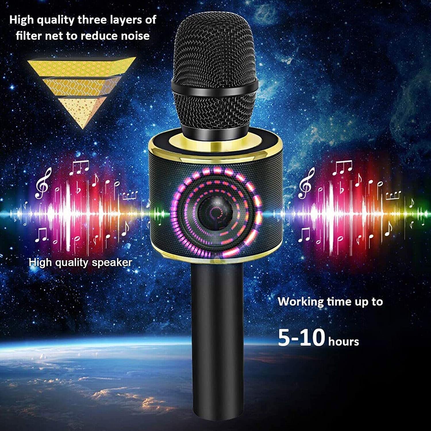 BONAOK Wireless Bluetooth Karaoke Microphone, Portable Toy Microphone for Singing, Gifts to Girls Boys Kids Adults All Age Q37（Bright Purple） jlhbookstore.store