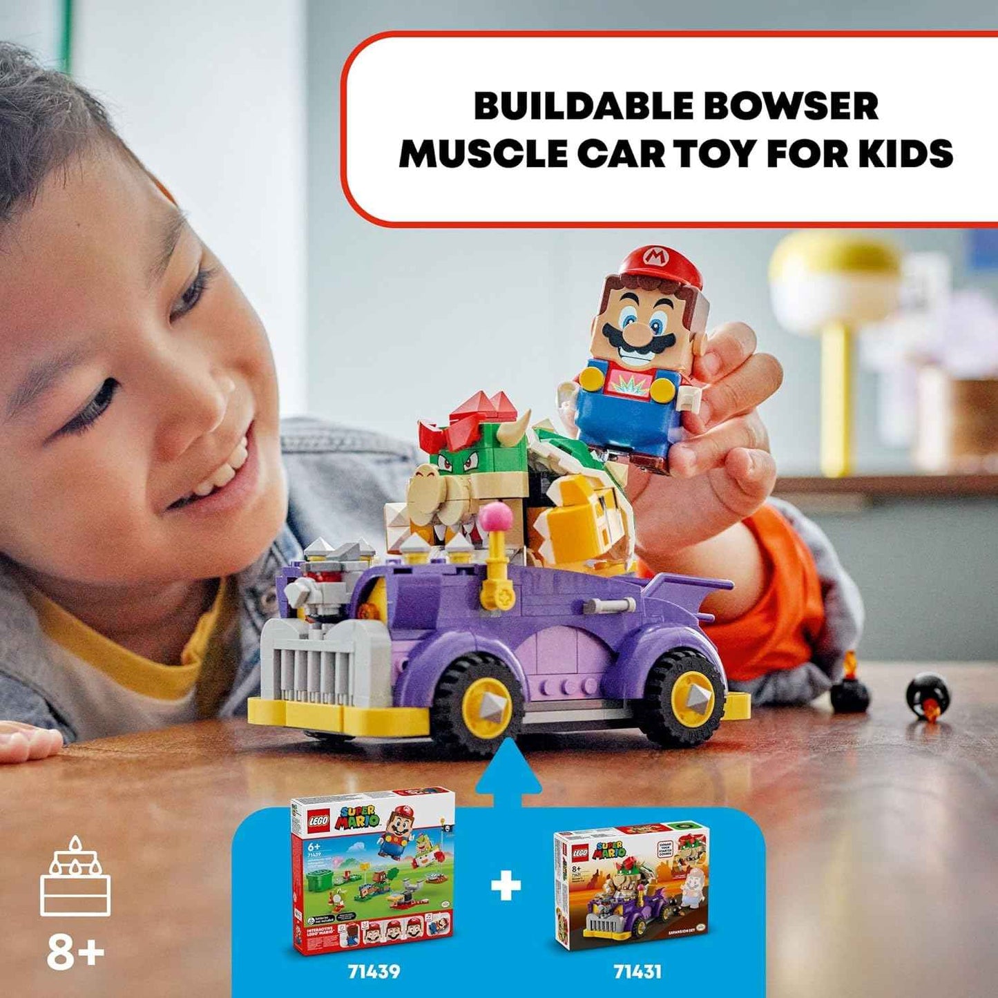 LEGO Super Mario Bowser's Muscle Car Expansion Set Building Toy - Collectible Bowser Toy for Boys & Girls, Ages 8+ Years - Gifts for Christmas - 71431