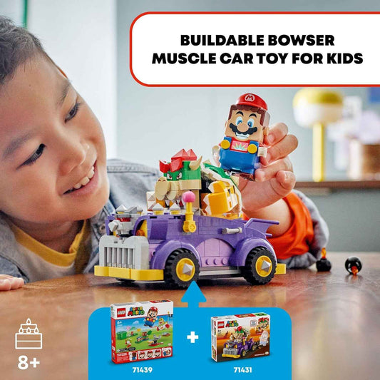 LEGO Super Mario Bowser's Muscle Car Expansion Set Building Toy - Collectible Bowser Toy for Boys & Girls, Ages 8+ Years - Gifts for Christmas - 71431