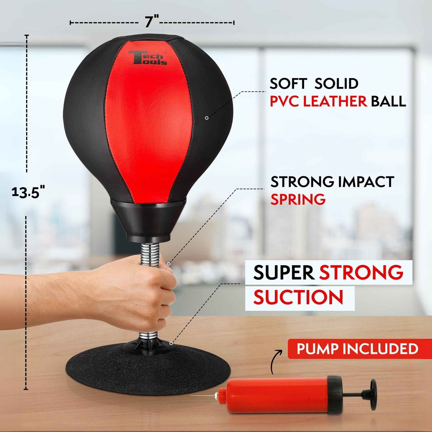 Tech Tools Desktop Punching Bag - Suctions to Your Desk, Cool Gadgets for Office, Gag Gifts for Boss or Coworker, Heavy Duty Stress Relief Boxing Bag