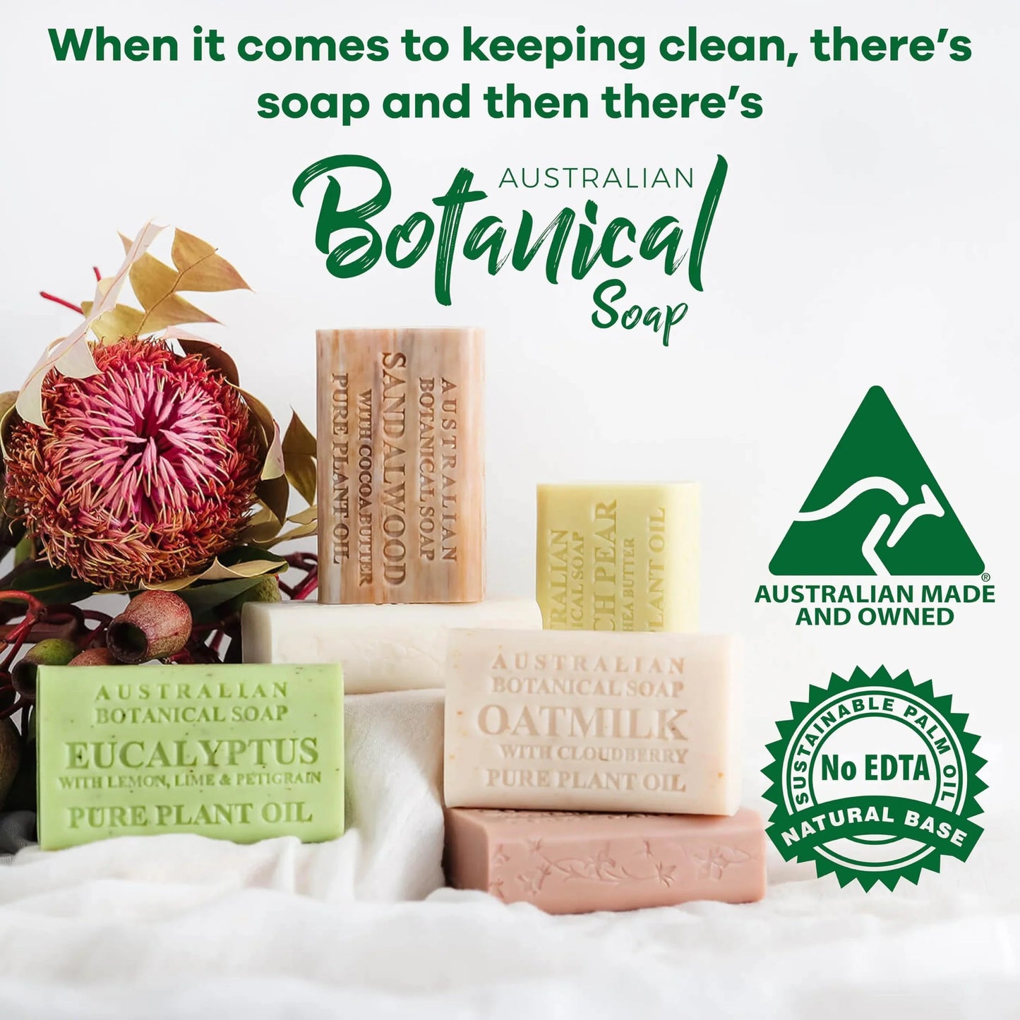 Australian Botanical Soap, 6.6 OZ, Triple Milled Bars with Pure Plant Oil, Natural Soap Base, Enriched with Organic Shea Butter, for Men, Women, All Skin Types, Variety Pack of 8, Packaging May Vary jlhbookstore.store