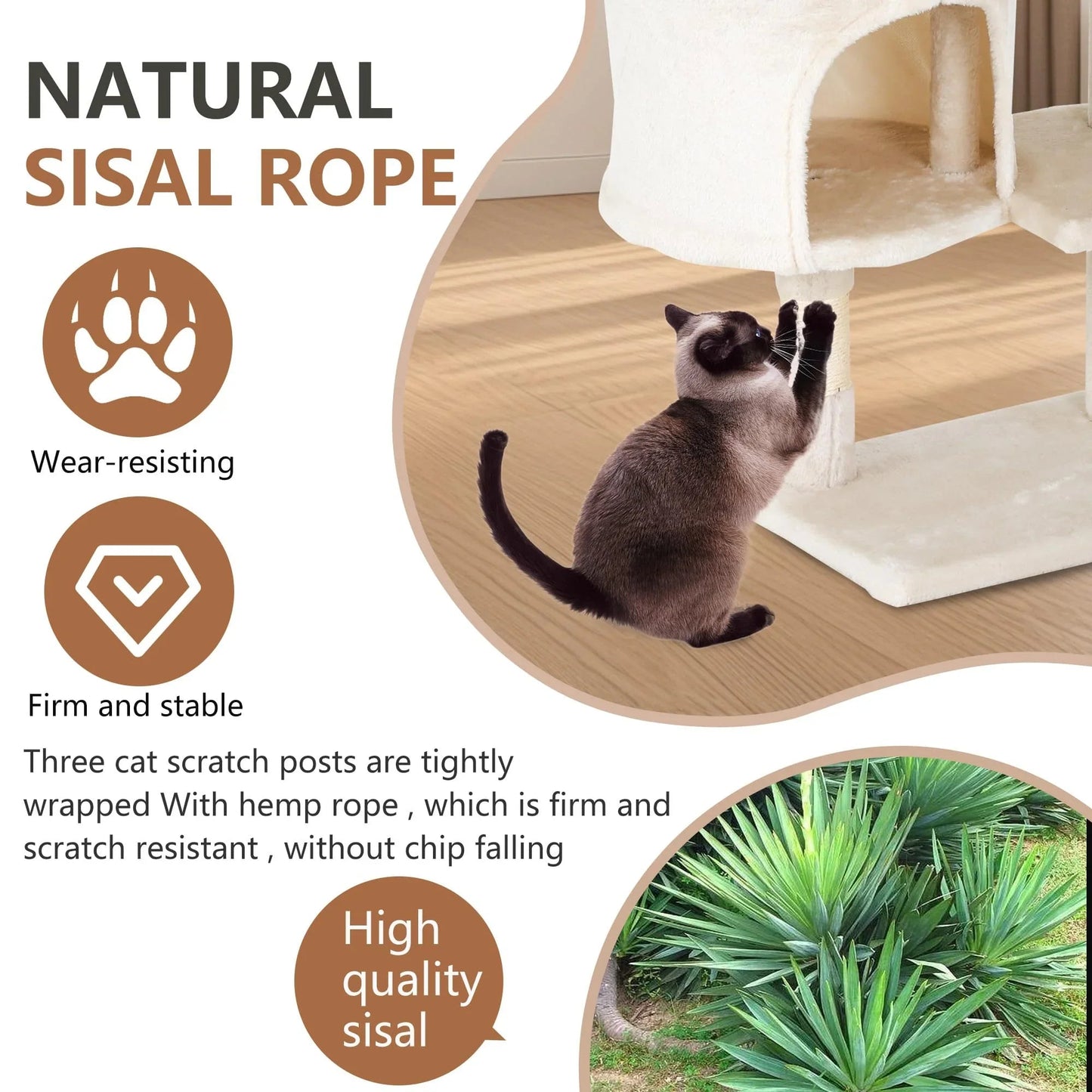 FDW Cat Tree 54in Cat Tower Multi-Level Durable Cat Scratching Post & Cozy Fun Cat Jumping Platform Space Saving Cat Condo Pet Play House for Indoor Cats,Dark Gray jlhbookstore.store