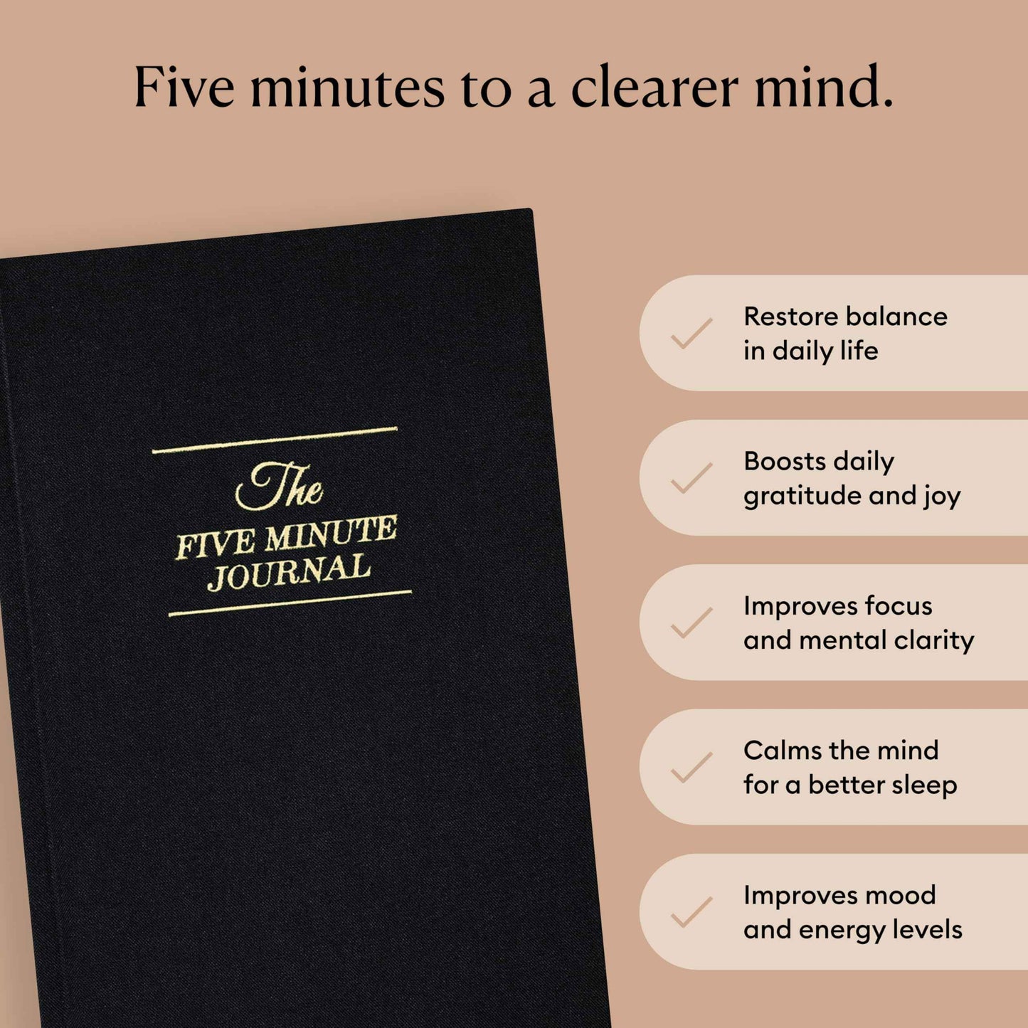 Intelligent Change The Five Minute Journal - Original Daily Gratitude Journal 2025 for Happiness, Mindfulness & Reflection - Daily Affirmations - Undated Planner Gifts for Women & Men