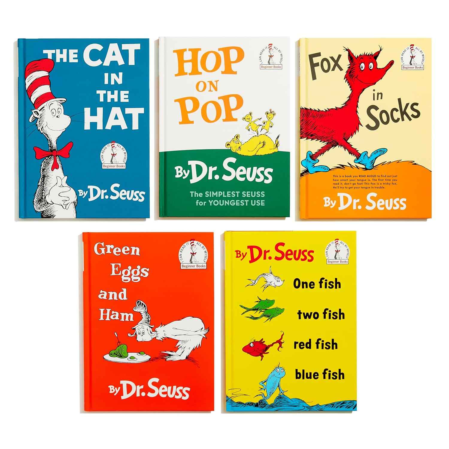 Dr. Seuss's Beginner Book Boxed Set Collection: The Cat in the Hat; One Fish Two Fish Red Fish Blue Fish; Green Eggs and Ham; Hop on Pop; Fox in Socks
