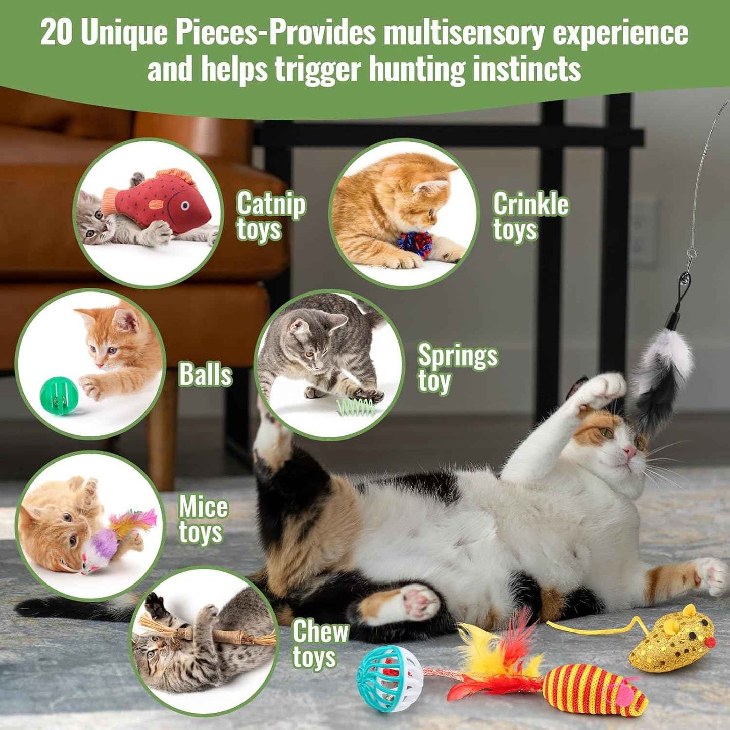 Fashion's Talk Cat Toys Variety Pack for Kitty 20 Pieces