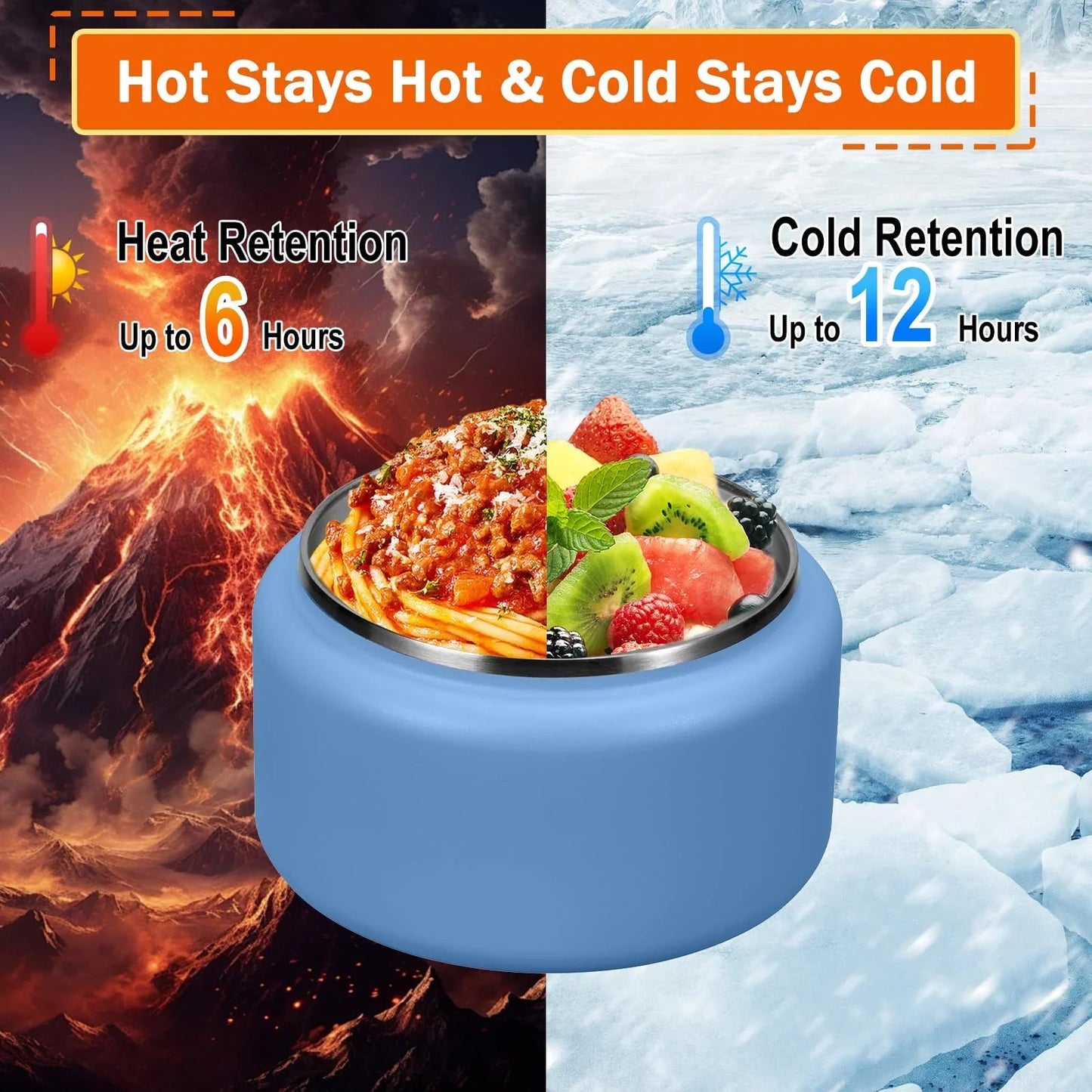 13.5oz Kids Jar for Hot Food, Insulated Vacuum Food Jar with Buckle Lid, Stainless Steel Wide Mouth Leak Proof Insulated Lunch Container for School Picnic Travel, Blue jlhbookstore.store