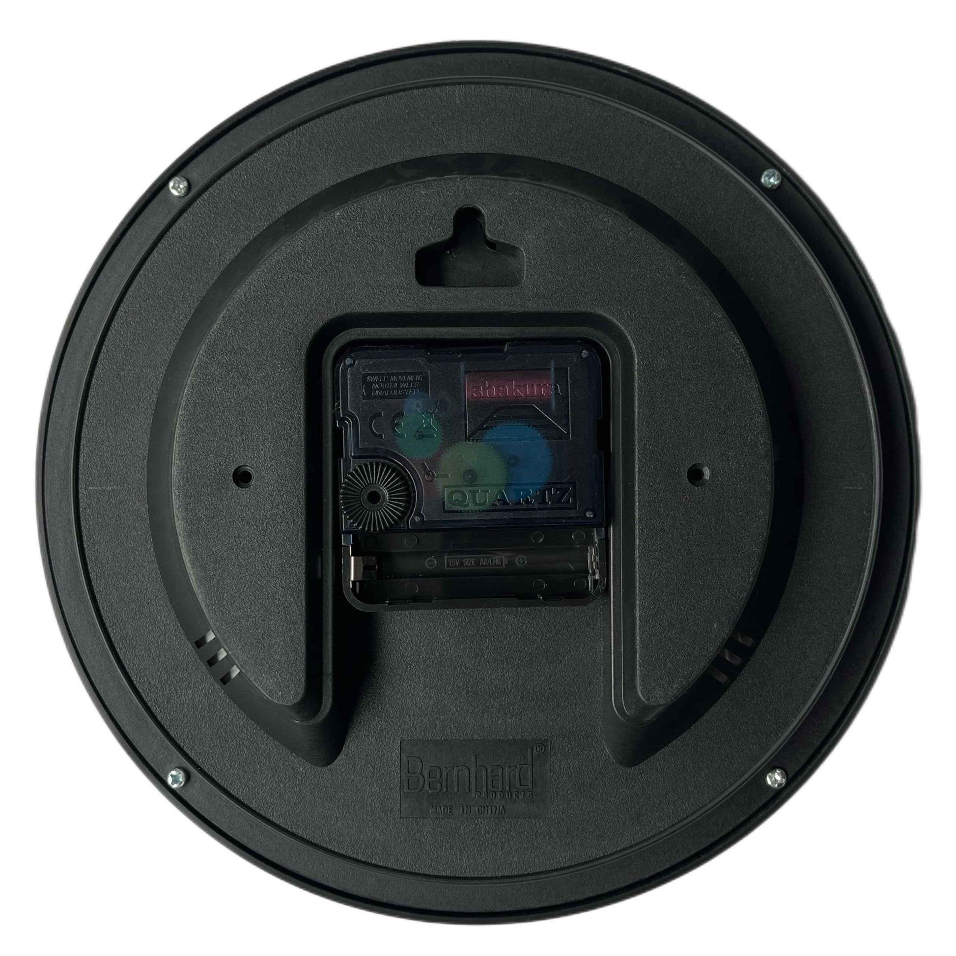 Bernhard Products Black Wall Clock Silent Non Ticking 10 Inch Quality Quartz Battery Operated Round Easy to Read Home/Office/Kitchen/Classroom/School Clock Sweep Movement