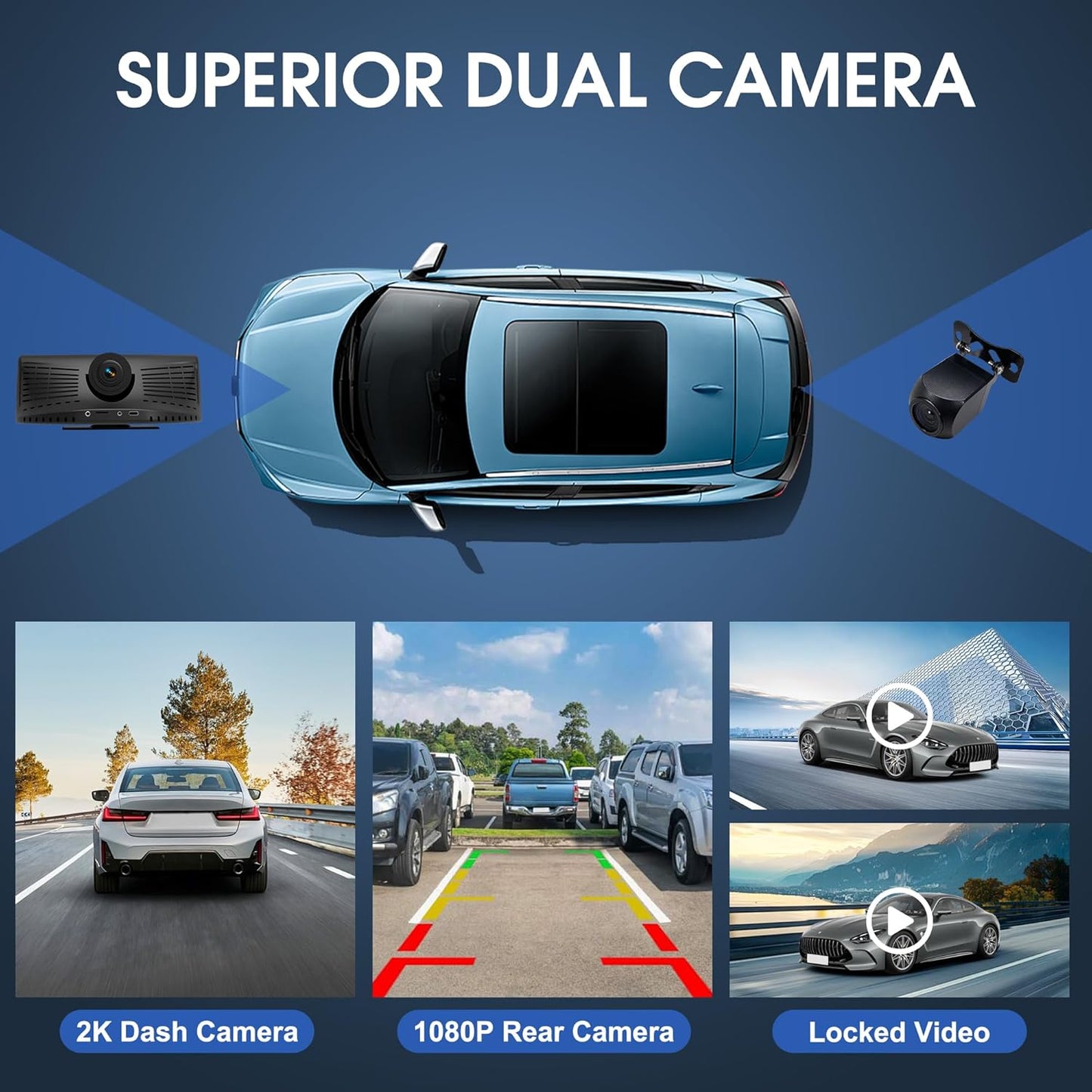 Wireless Portable CarPlay Screen，8.1" Portable Touchscreen Car Stereo with 2K Dash Cam/Carplay & Android Auto，1080P Backup Camera，GPS Navigation，Voice Control，Loop Recording，Mirror Link