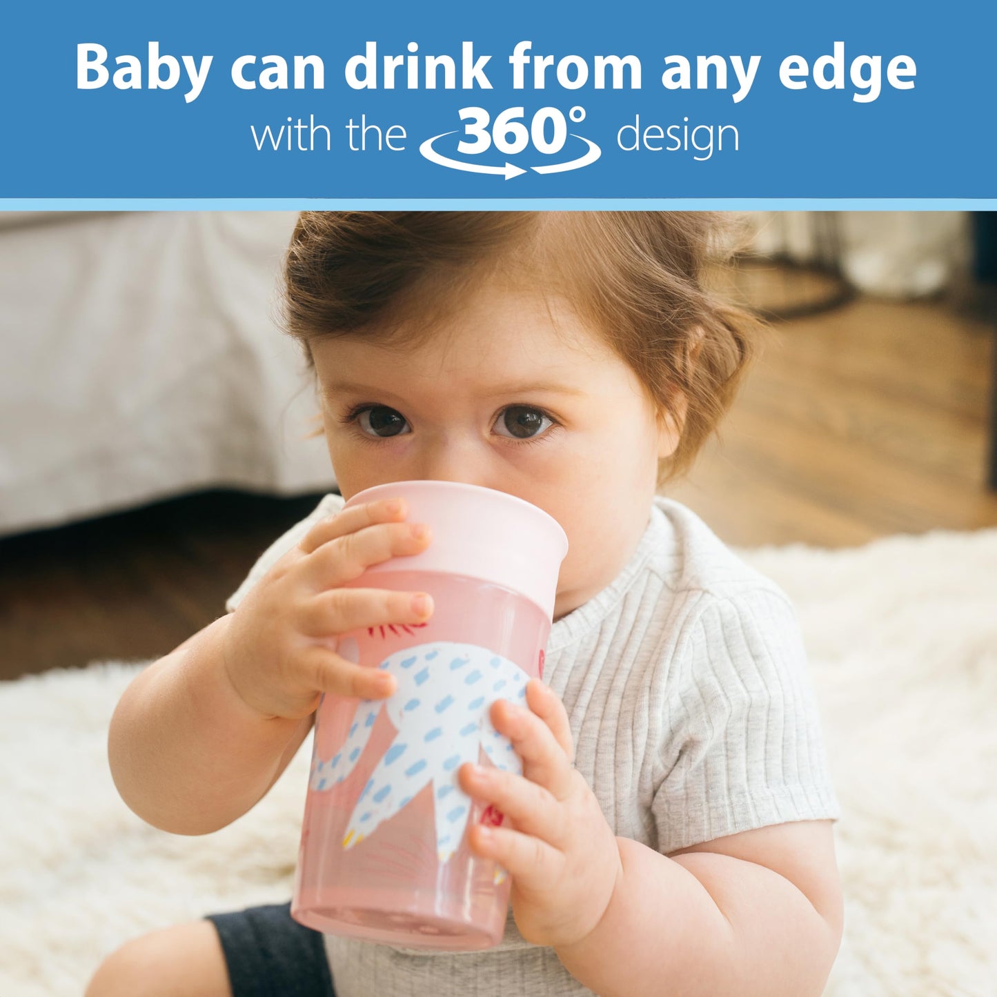 Dr. Brown's Polypropylene (PP) Milestones Cheers 360 Sippy Training Cups for Babies and Toddlers - Blue/Green - 10oz - 2-Pack - 9m+