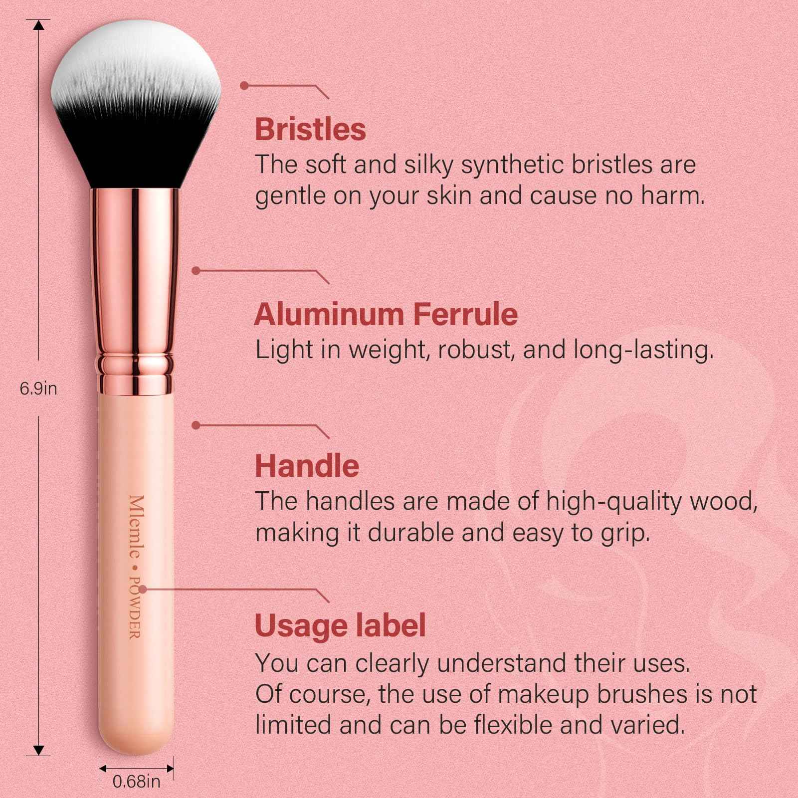 Makeup Brushes Set, Mlemle Professional 26 Pcs Makeup Kit, Include Powder Foundation Concealers Blush Eye shadows Eyebrow 21 Pcs Makeup Brushes and 2 Powder Puff, 3 Makeup Sponge(A01-Pink)