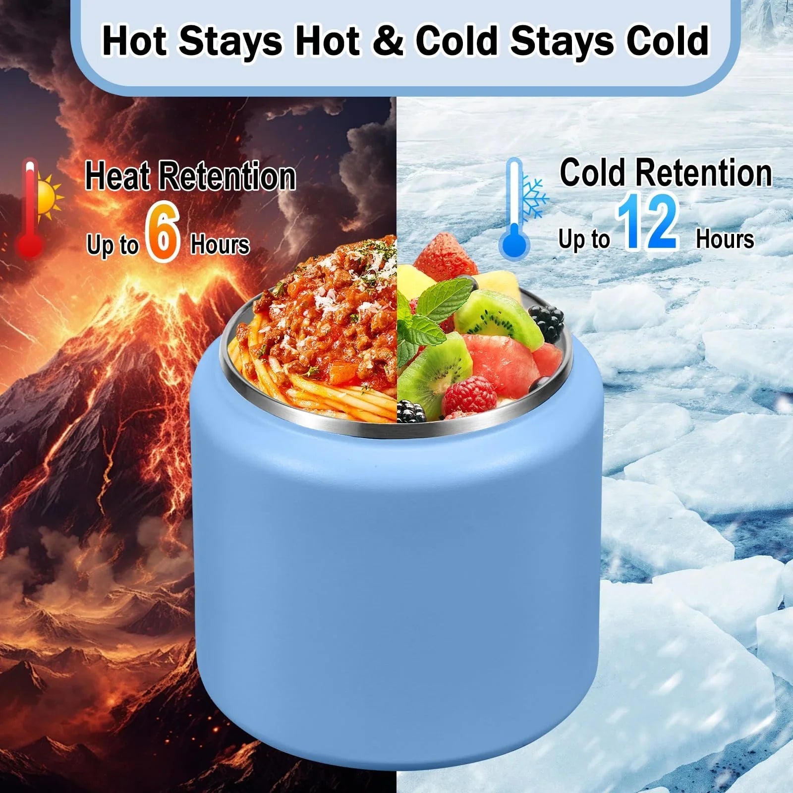 13.5oz Kids Jar for Hot Food, Insulated Vacuum Food Jar with Buckle Lid, Stainless Steel Wide Mouth Leak Proof Insulated Lunch Container for School Picnic Travel, Blue jlhbookstore.store