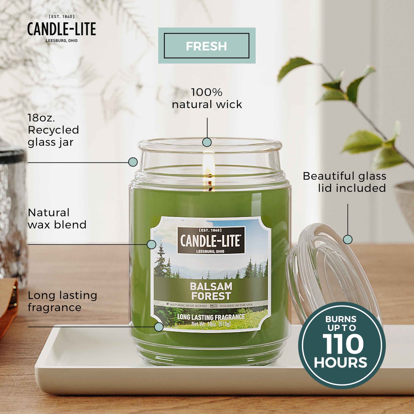 Candle-lite Fall Scented Candles, Creamy Vanilla Swirl, 18 oz Jar, Proudly Poured in The USA, Aromatherapy Candle, Single-Wick with 110 Hours of Burn Time, Perfect for Creating a Relaxing Ambiance