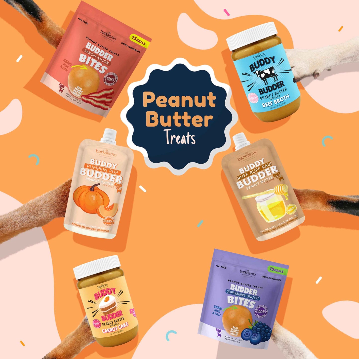 Pumpkin Pup Buddy BUDDER, 100% Natural Dog Peanut Butter, Healthy Peanut Butter Dog Treats, Made in USA, (17oz Jars)