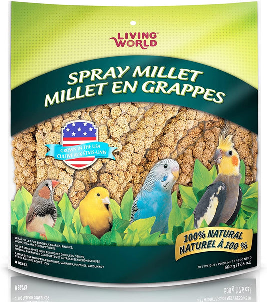 Living World - Millet Spray for Birds, 3.5 Oz – Premium Treat for Budgies, Canaries, Finches, Cockatiels and Other Pet Birds