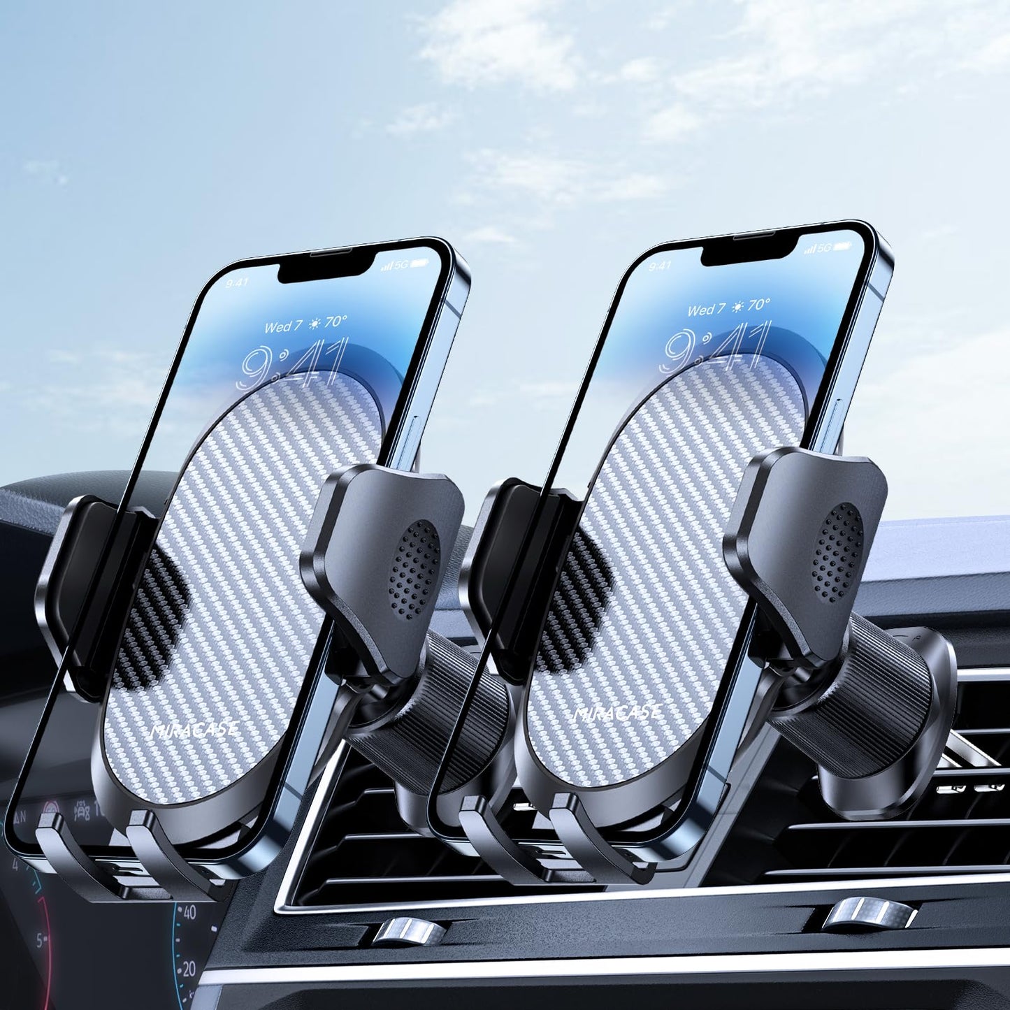 Miracase Phone Holders for Your Car with Metal Hook Clip, Air Vent Cell Phone Stand Car Mount, Universal Automobile Cradle for Garmin GPS Fit iPhone Android and All Smartphones, Dark Black