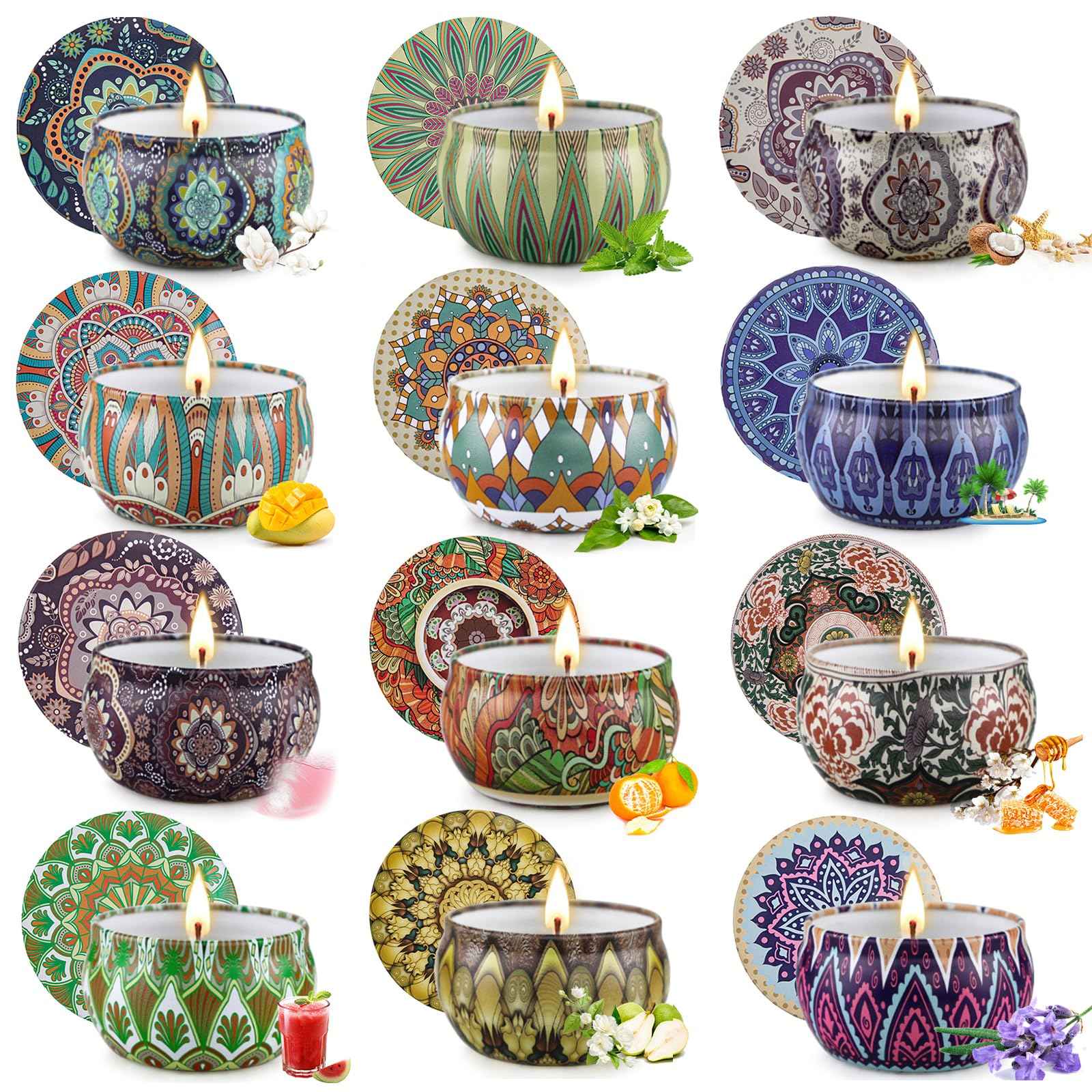 Scented Candles Gift Set,12 Pack Candles for Home Scented, 300 Hour Long Lasting Soy Wax Aromatherapy Candle Set, Birthday Gifts for Women with Gift Box