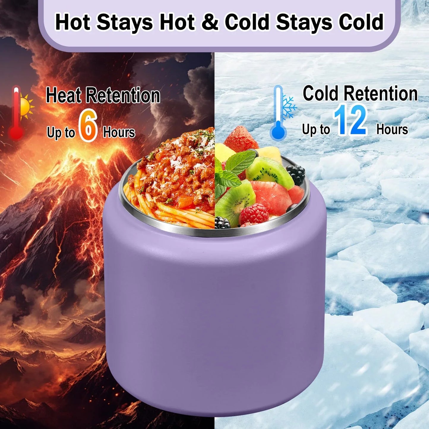 13.5oz Kids Jar for Hot Food, Insulated Vacuum Food Jar with Buckle Lid, Stainless Steel Wide Mouth Leak Proof Insulated Lunch Container for School Picnic Travel, Blue - Jlhbookstore.store