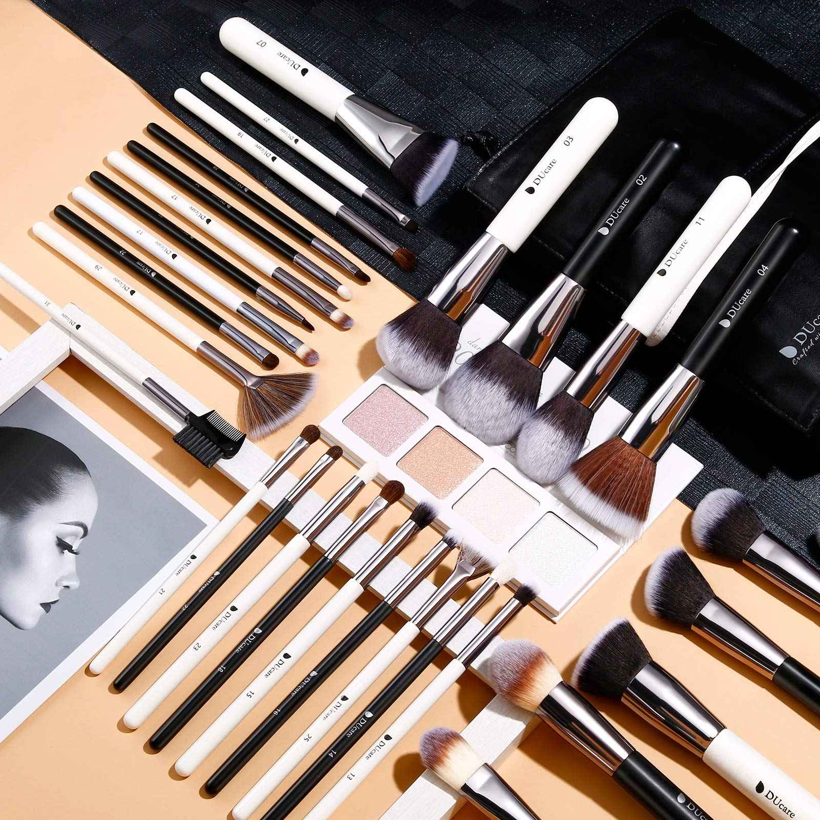 DUcare Professional Makeup Brushes Set 27Pcs Makeup Brush Set Premium Synthetic Kabuki Foundation Blending Face Powder Blush Concealers Eye Shadows Brushes