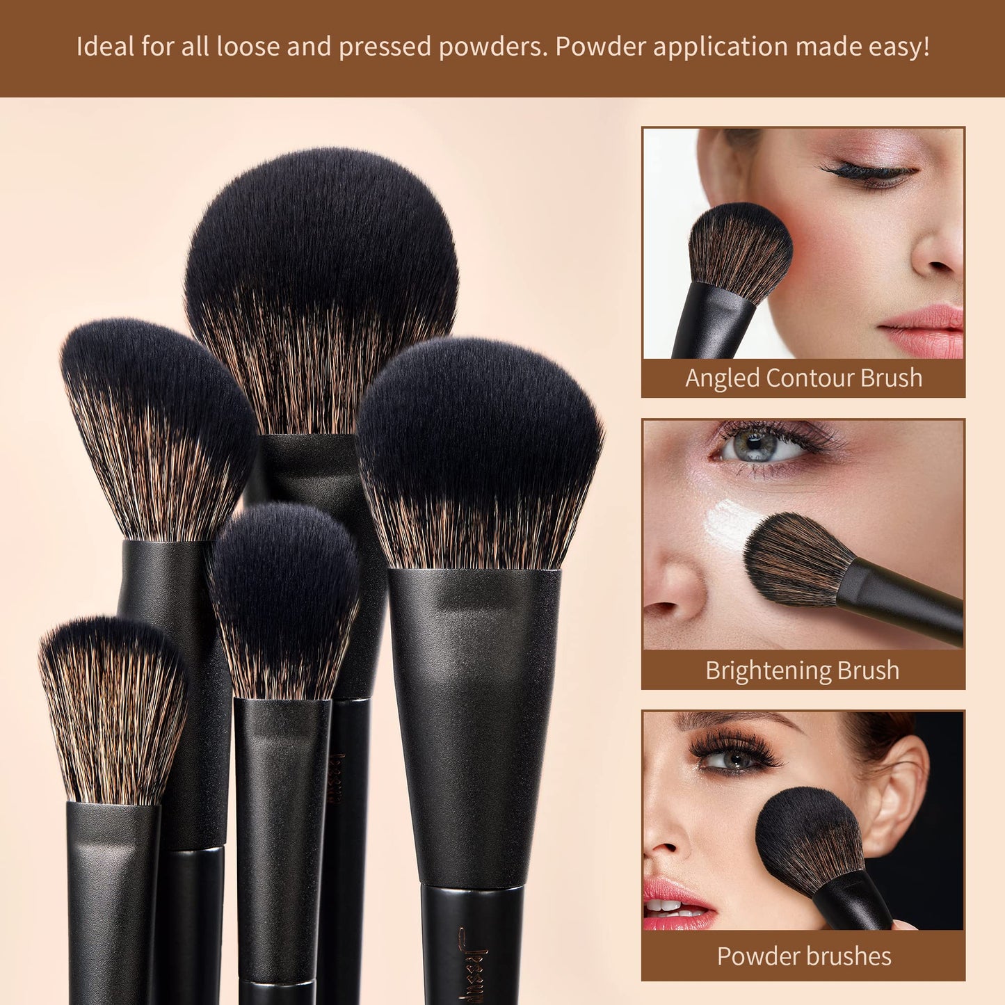 Jessup Makeup Brushes 14Pcs Makeup Brush Set Premium Synthetic Powder Foundation Contour Blush Concealer Eye Shadow Blending Liner Make Up Brush Kit Light Grey T329