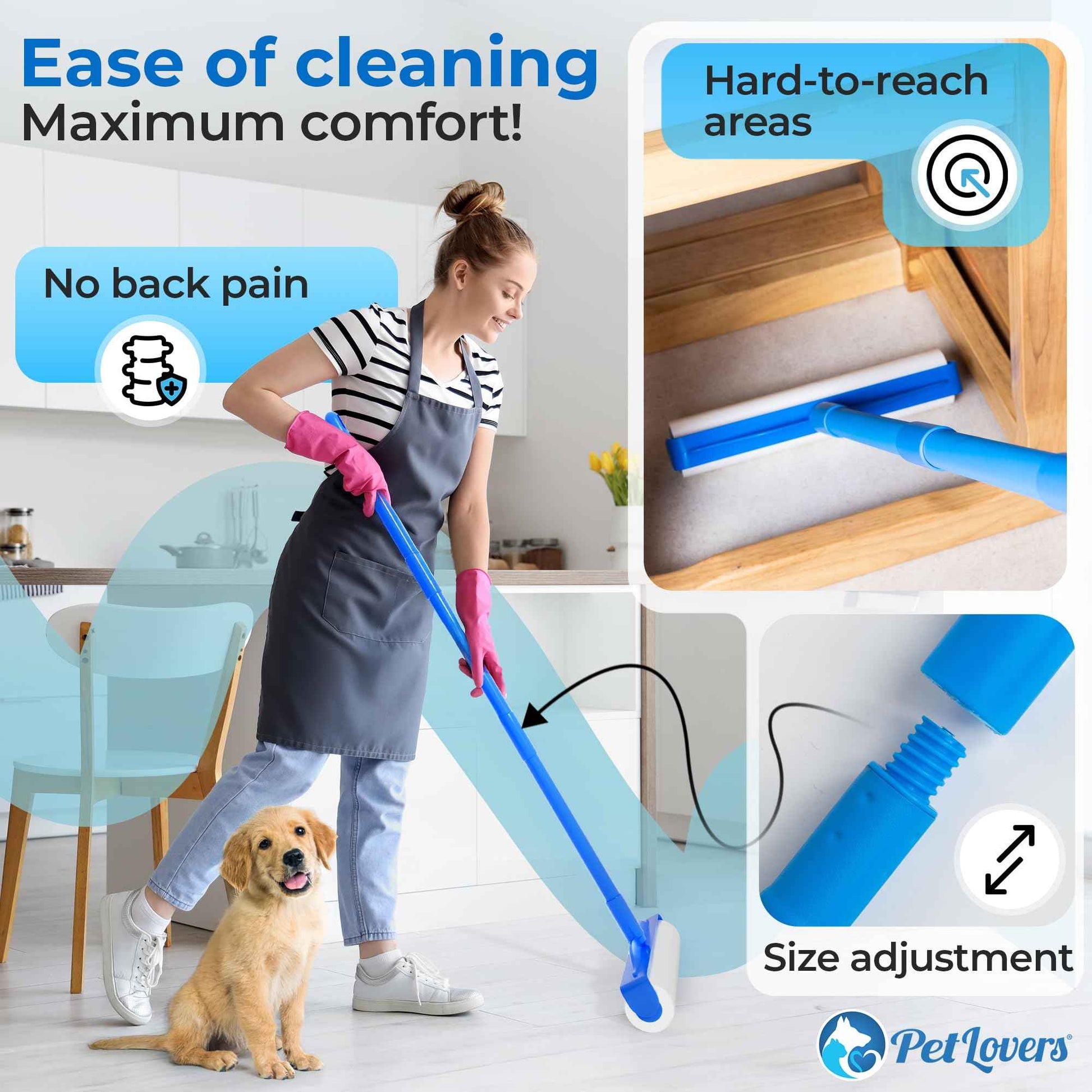 PetLovers Extra Sticky Lint Roller Mega Value Set 450 Sheets for Pet Hair Removal and Clothes, Dog and Cat Lint Remover 5 Pack