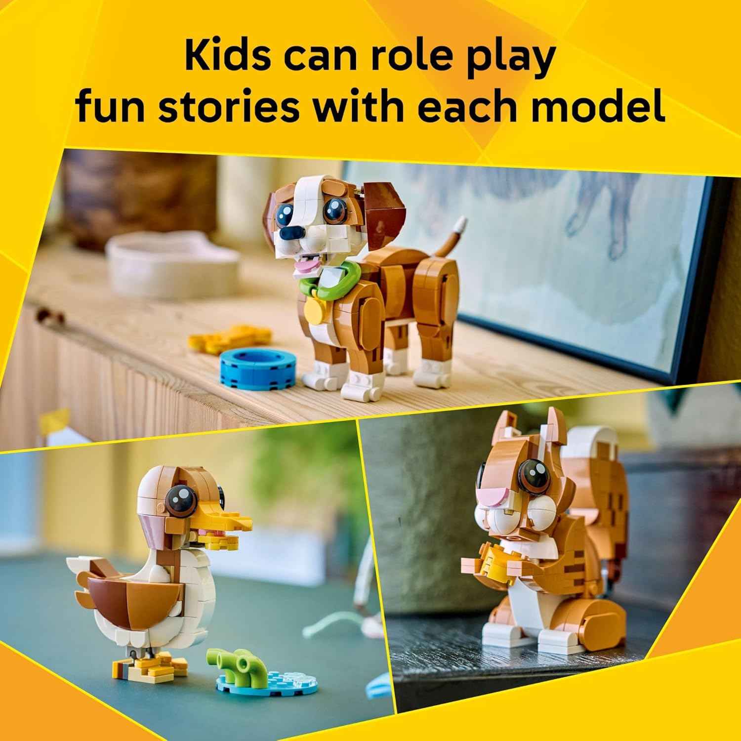 LEGO Creator 3 in 1 Cute Animals: Playful Puppy Dog Building Toy for Girls & Boys - Build a Pretend Play Dog, Squirrel, or Duck Toy - Gift Idea for Kids, Ages 8+ - 31382