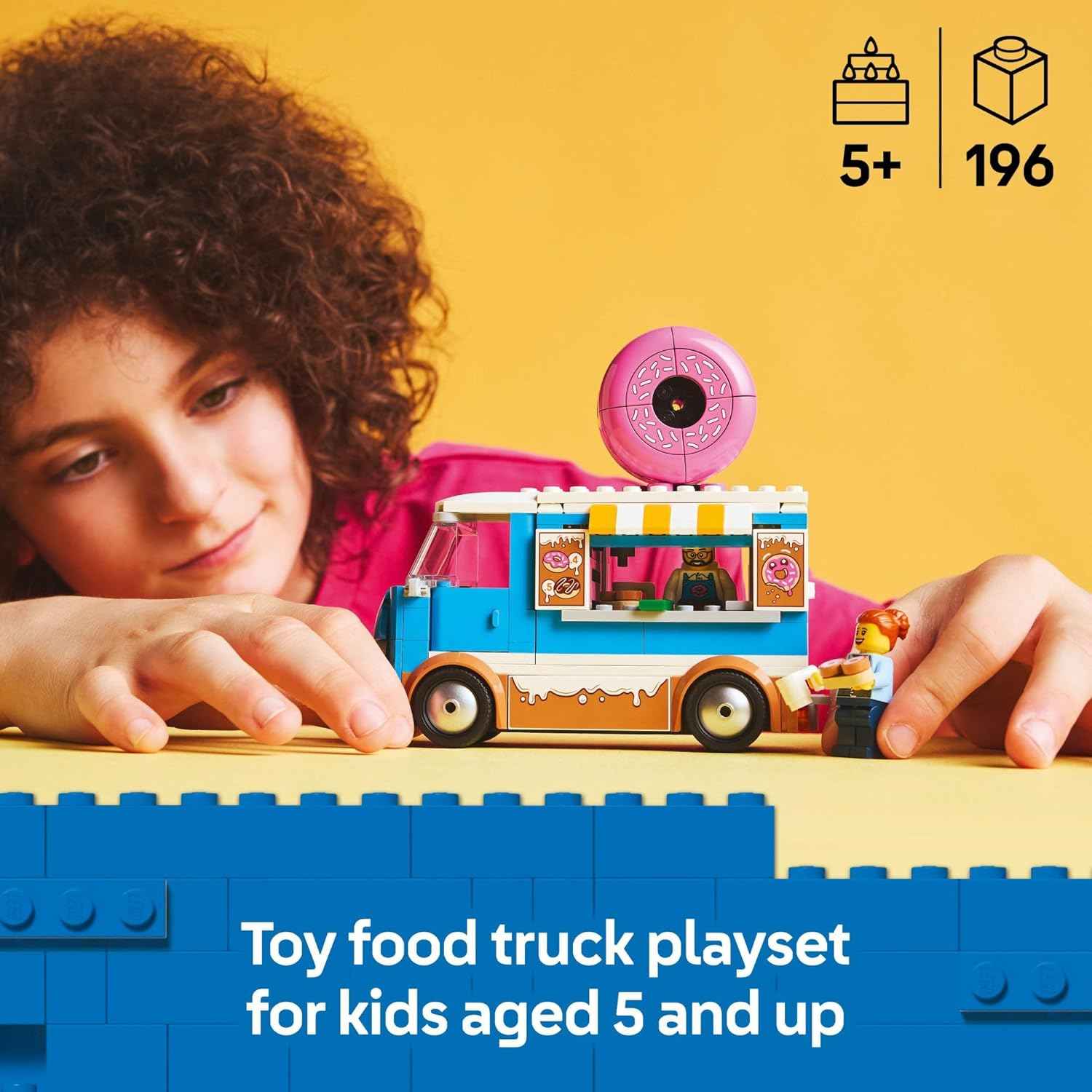 LEGO City Donut Truck Toy - Building Toy for Kids, Boys and Girls, Ages 5+ - Mobile Donut Stand with 2 Minifigures and Other Accessories - Fun Gift Idea for Birthdays & Holidays - 60452