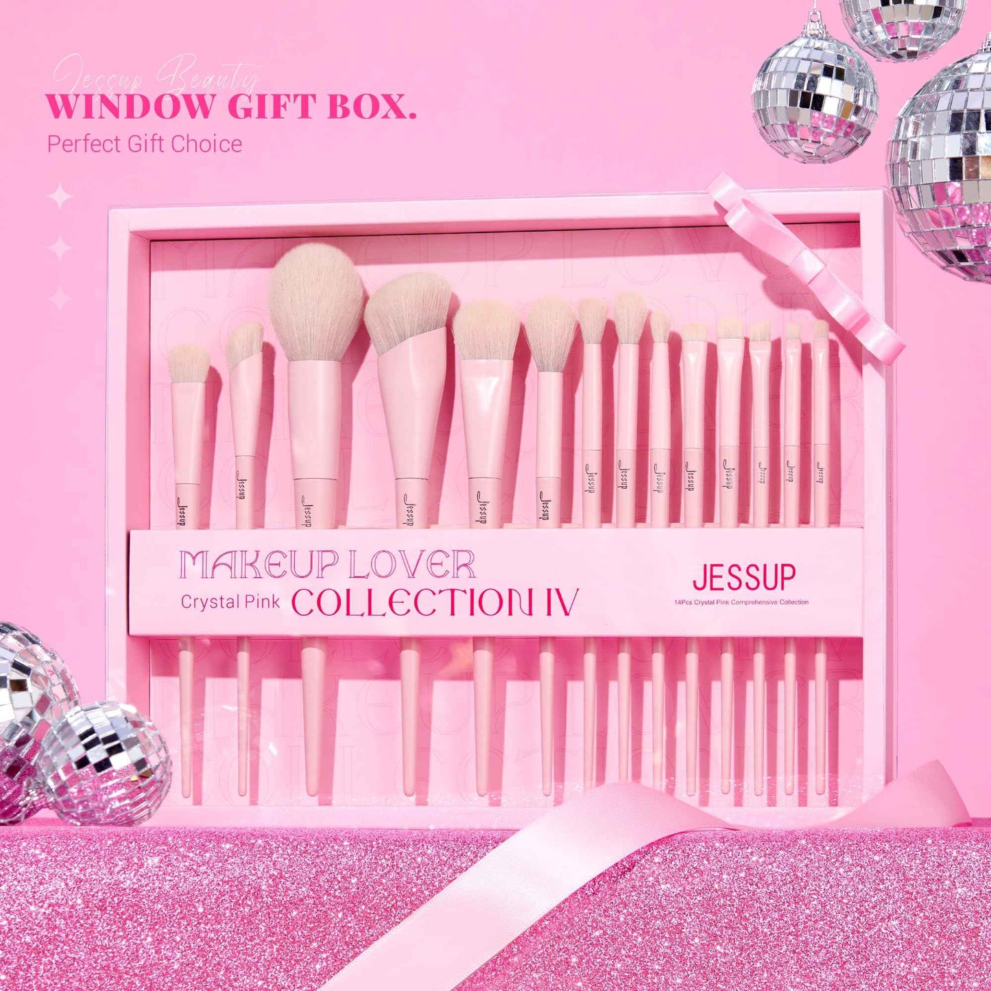 Jessup Makeup Brushes 14Pcs Makeup Brush Set Premium Synthetic Powder Foundation Contour Blush Concealer Eye Shadow Blending Liner Make Up Brush Kit Light Grey T329