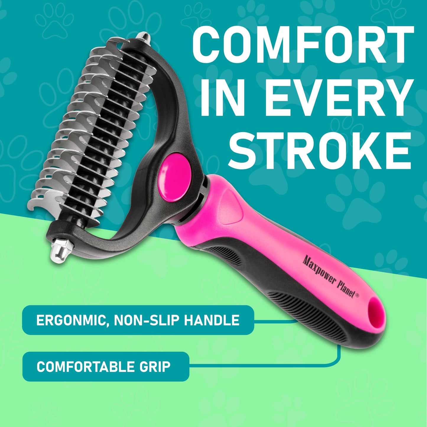 Maxpower Planet Pet Grooming Brush - Double Sided Shedding and Dematting Undercoat Rake Comb for Dogs and Cats,Extra Wide (B1 - Rake, Gloves & Comb, Large) jlhbookstore.store