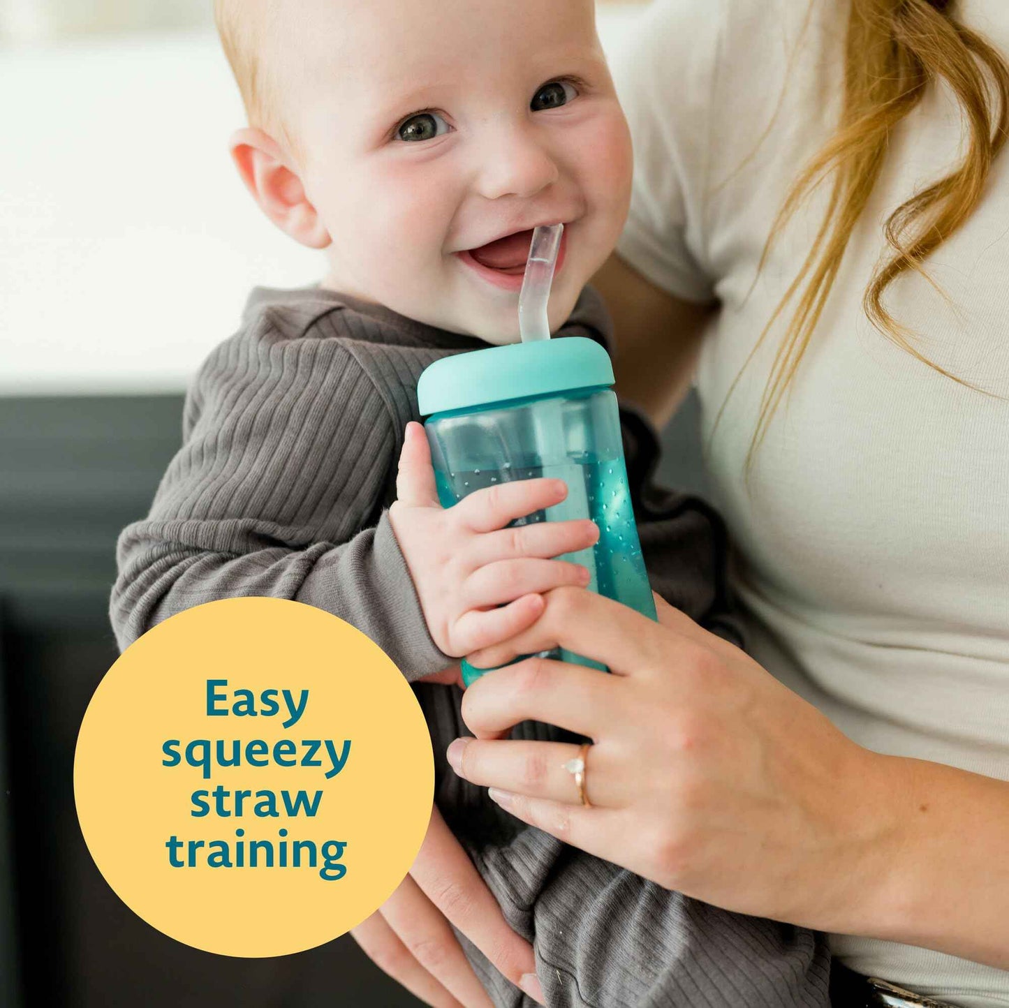 The First Years Squeeze & Sip Toddler Straw Cups - Squeezable Transition Sippy Cup with Silicone Straw - Toddler Feeding Supplies - Pink/Purple/Blue - 7 Oz - 3 Count - Ages 6 Months and Up