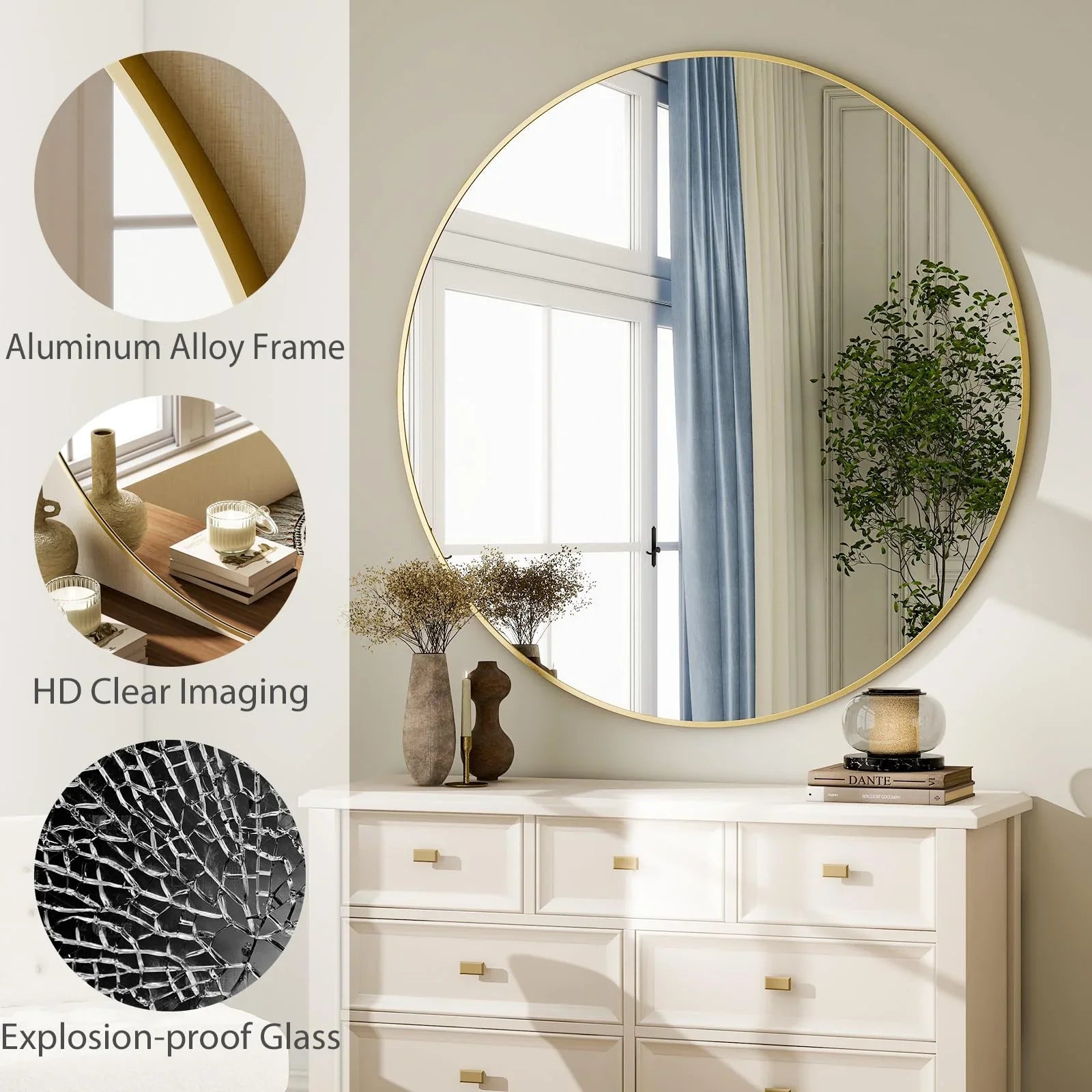 HARRITPURE Round Mirror 30 Black Wall Mounted Circle Mirrors Vanity Mirror with Brushed Aluminum Alloy Frame Modern Decoration for Bathroom, Living Room, Vanity, Bedroom, Entryway jlhbookstore.store