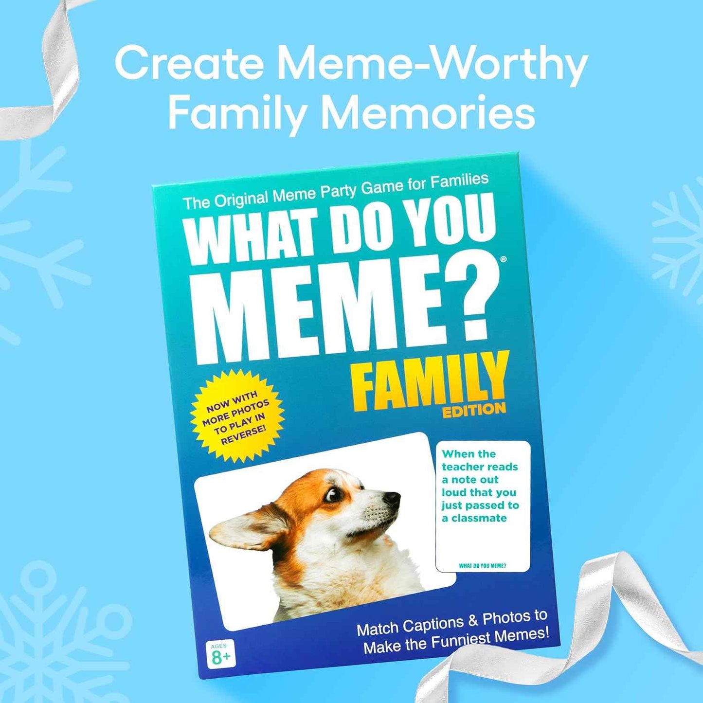 WHAT DO YOU MEME? Family Edition by Relatable, Family Games for Kids 8+, The TikTok Viral, Includes 300 Caption Cards, 108 Photo Cards, Stocking Stuffers Idea for Families