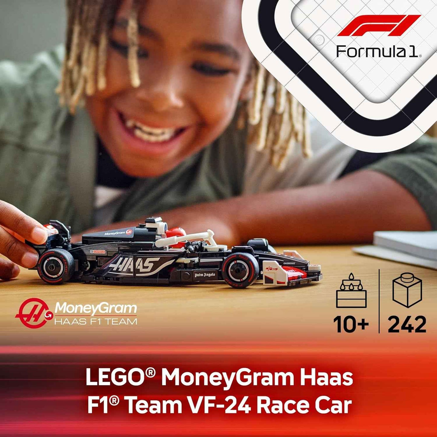 LEGO Speed Champions MoneyGram Haas F1 Team VF-24 Race Car Toy - Building Set for Kids, Boys & Girls, Ages 10+ - Toy Car for F1 Fans - Gift Idea for Birthday - 77250