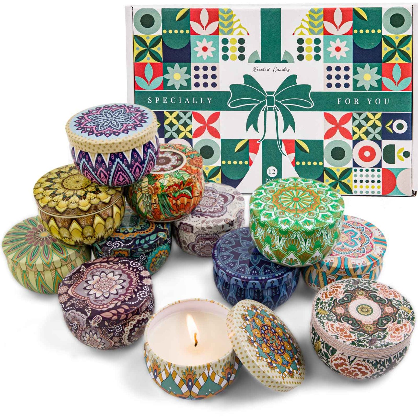 Scented Candles Gift Set,12 Pack Candles for Home Scented, 300 Hour Long Lasting Soy Wax Aromatherapy Candle Set, Birthday Gifts for Women with Gift Box