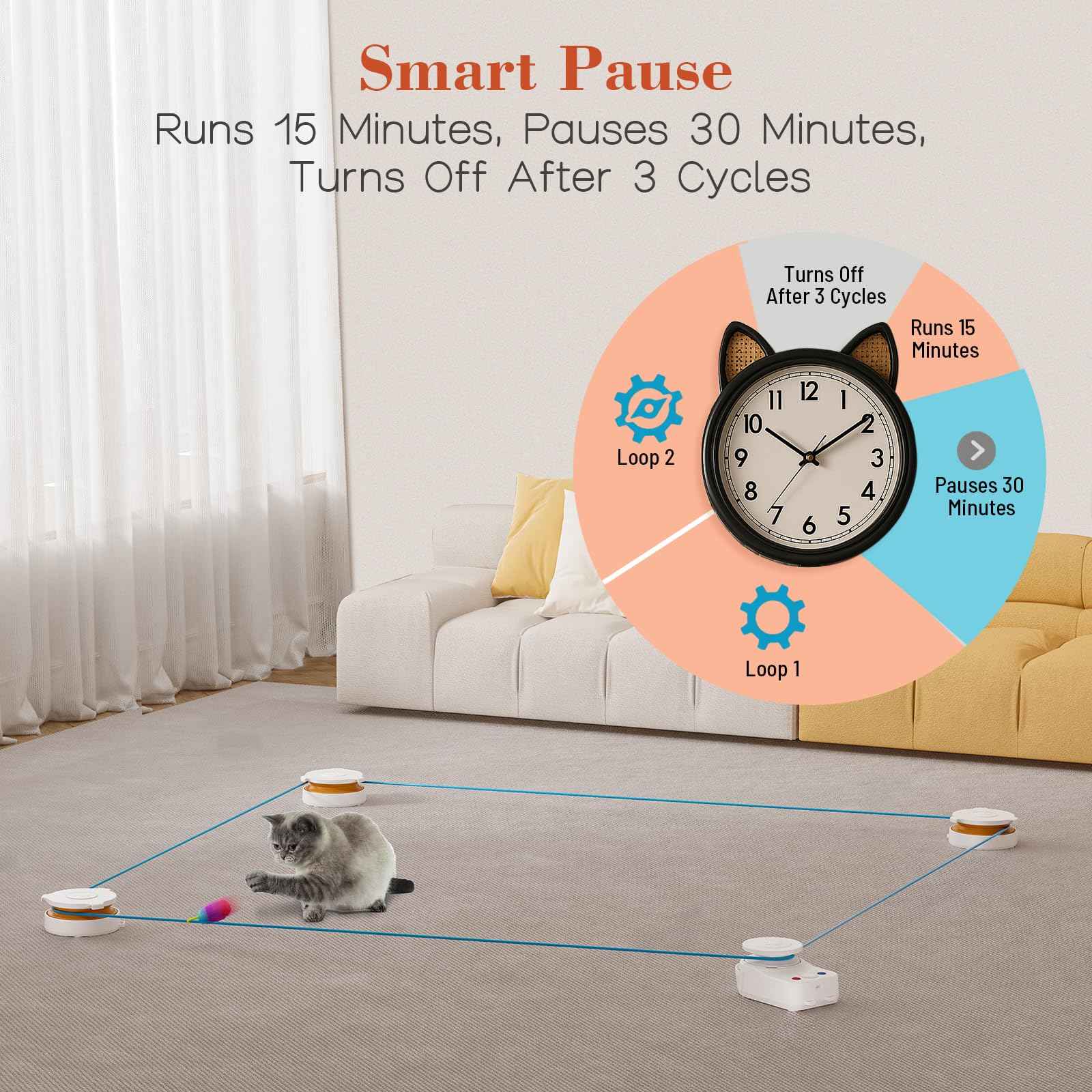 Interactive Cat Toy for Indoor Cats – Automatic Moving & Enrichment Toy for Indoor Cats/Kitten, Auto/Manual Control Cat Treadmill for Exercise & Mental Stimulation, Stimulating Chase Toys (H1K2)