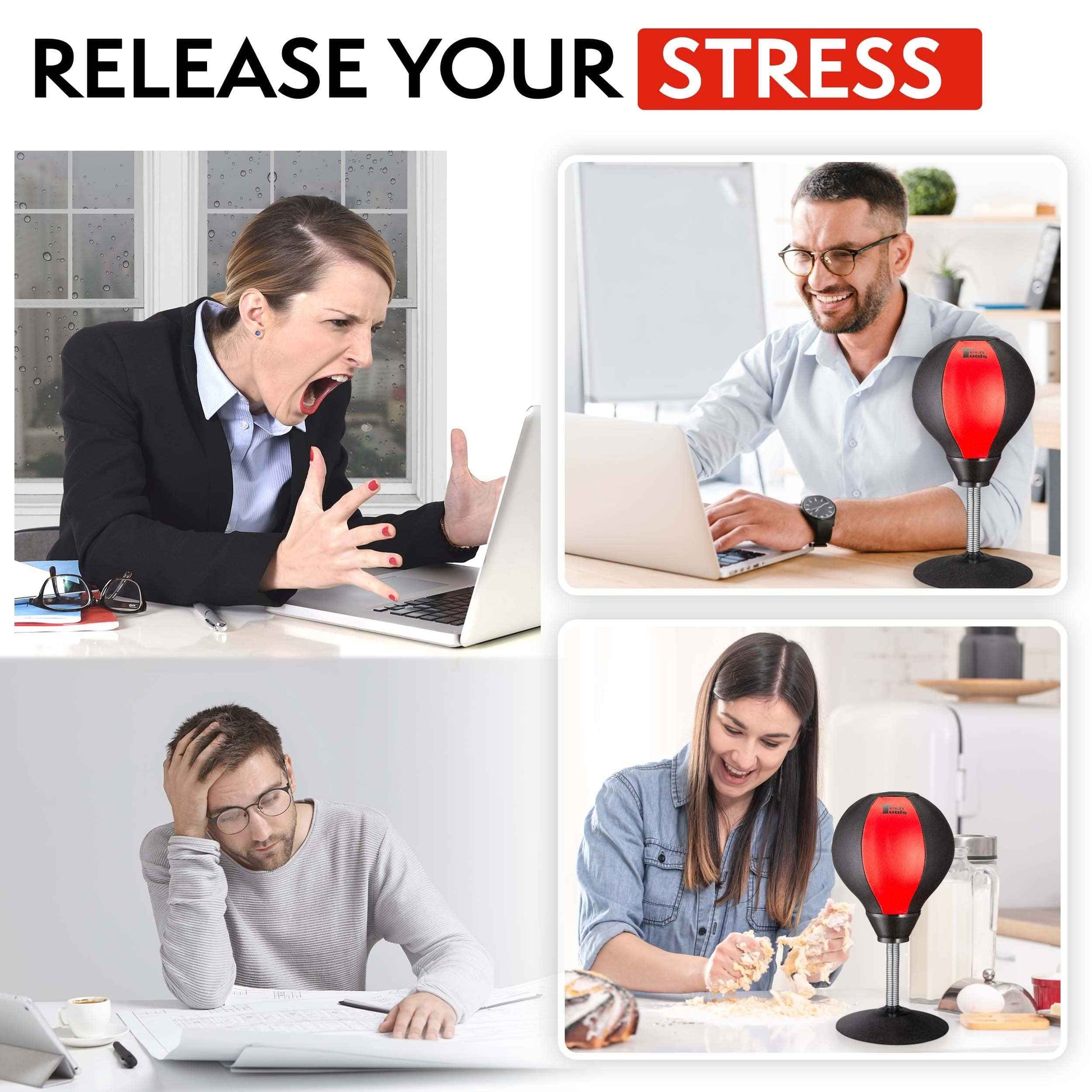 Tech Tools Desktop Punching Bag - Suctions to Your Desk, Cool Gadgets for Office, Gag Gifts for Boss or Coworker, Heavy Duty Stress Relief Boxing Bag