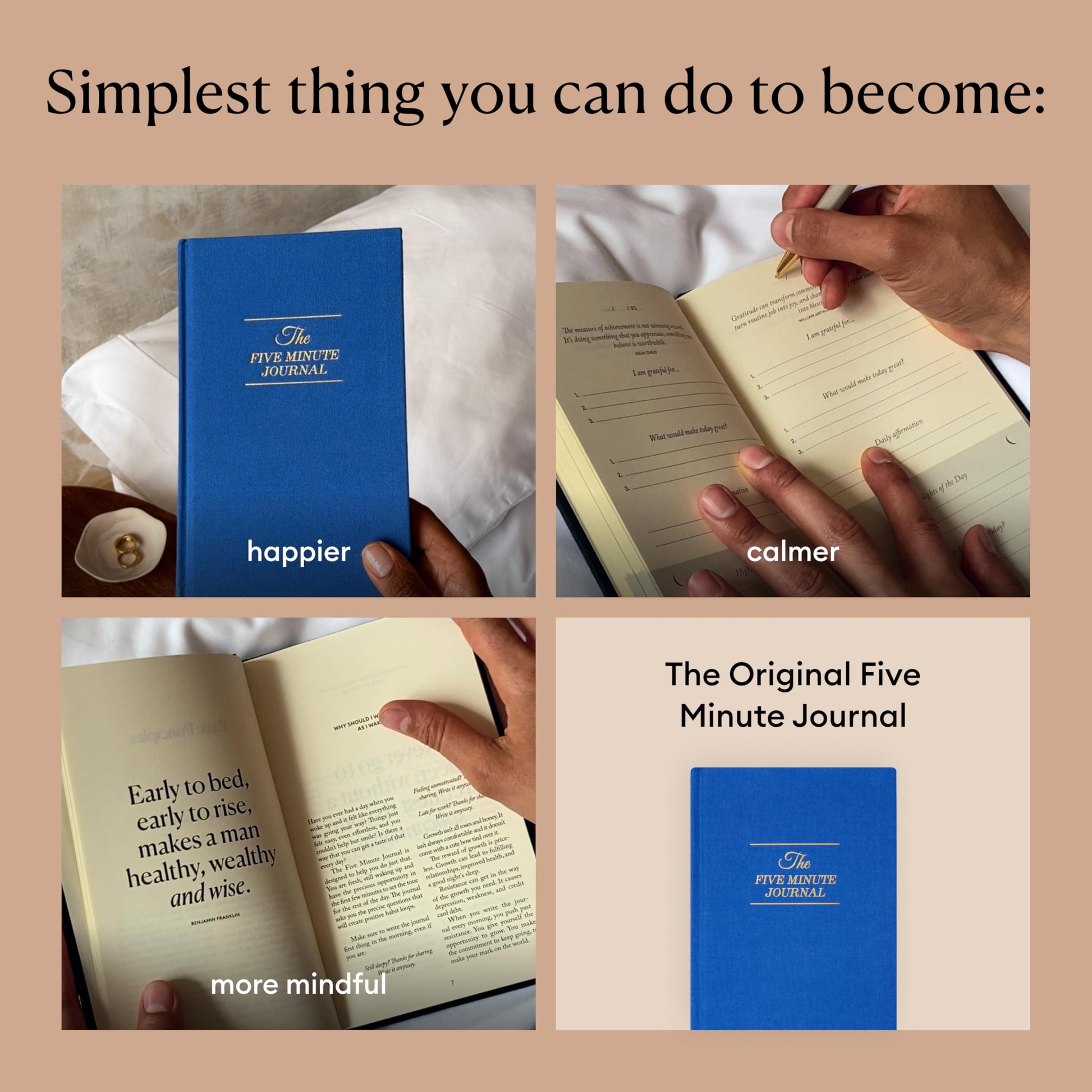 Intelligent Change The Five Minute Journal - Original Daily Gratitude Journal 2025 for Happiness, Mindfulness & Reflection - Daily Affirmations - Undated Planner Gifts for Women & Men jlhbookstore.store