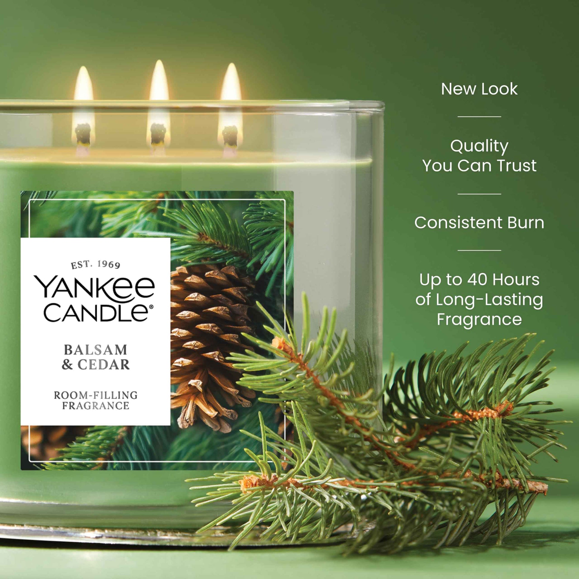 Yankee Candle, Balsam & Cedar Fall Scented Candle, 22oz Large Jar with up to 150 Hour Burn Time