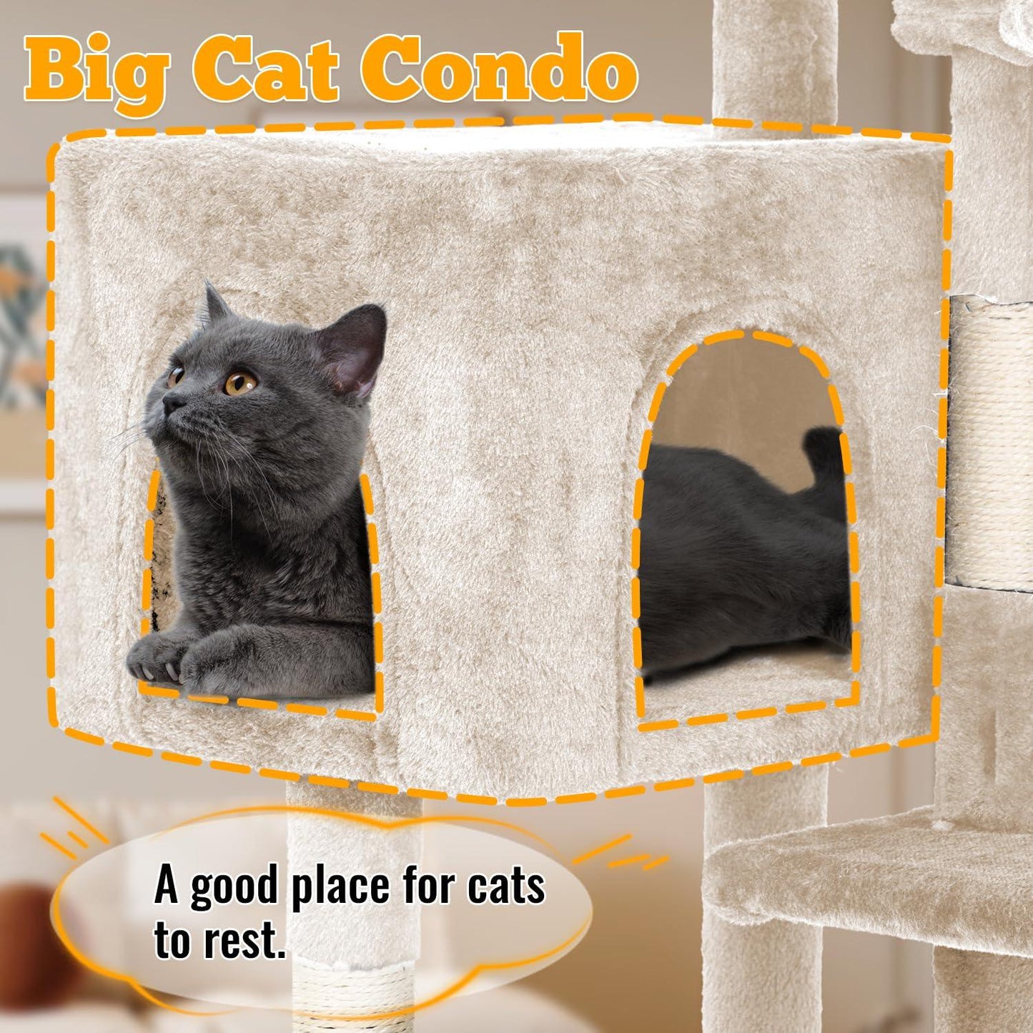 FDW Cat Tree 54in Cat Tower Multi-Level Durable Cat Scratching Post & Cozy Fun Cat Jumping Platform Space Saving Cat Condo Pet Play House for Indoor Cats,Dark Gray jlhbookstore.store