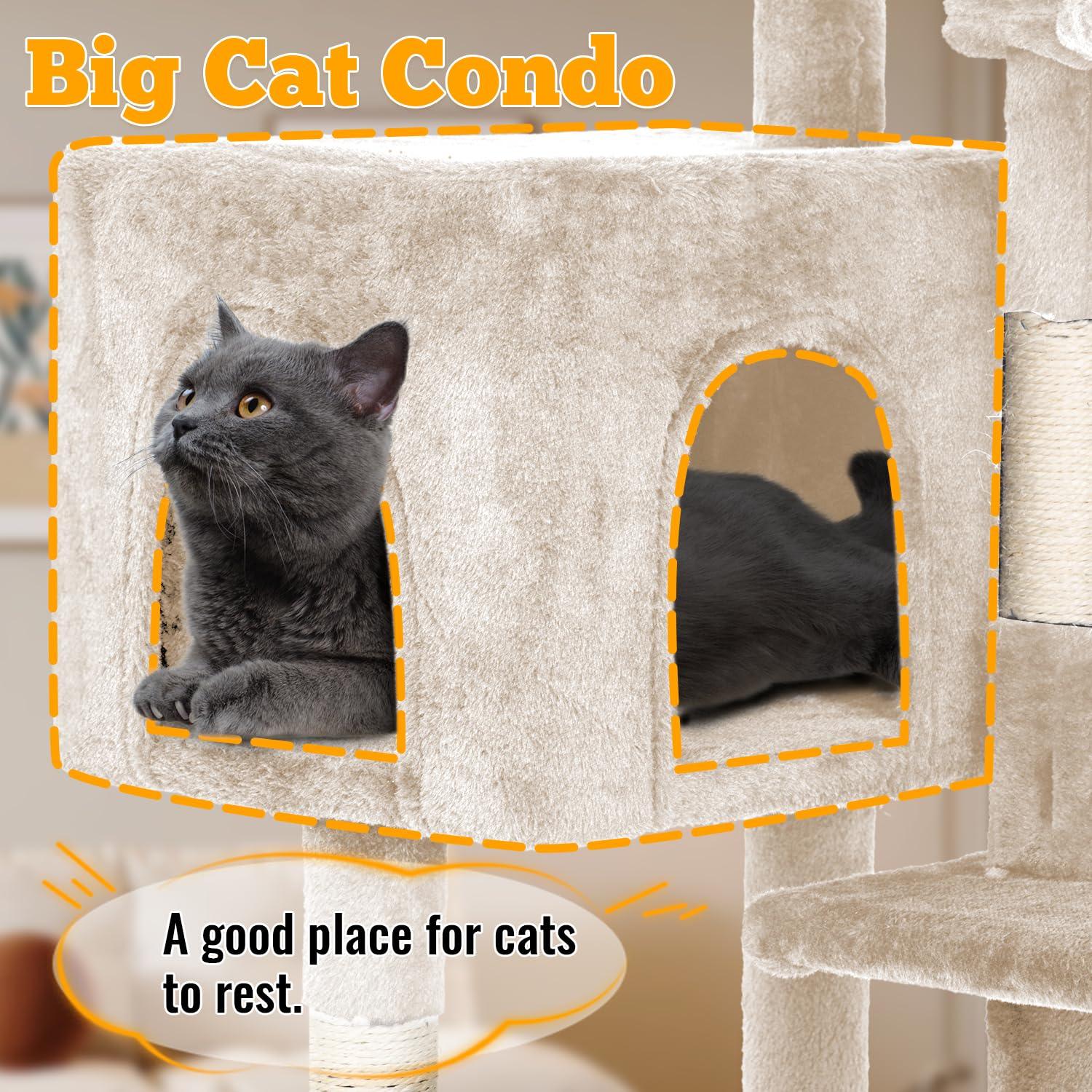 FDW Cat Tree 54in Cat Tower Multi-Level Durable Cat Scratching Post & Cozy Fun Cat Jumping Platform Space Saving Cat Condo Pet Play House for Indoor Cats,Dark Gray jlhbookstore.store