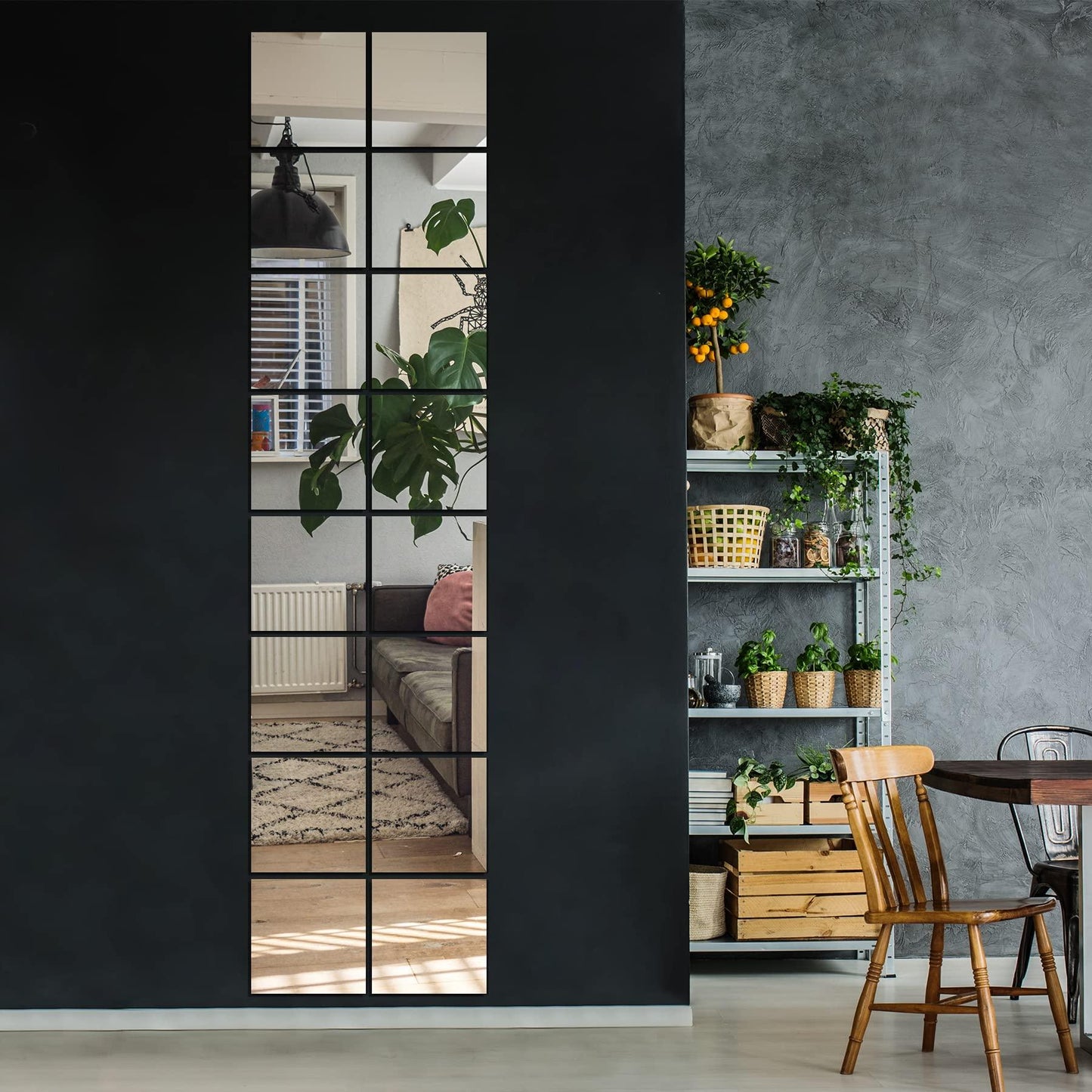 Delma Home Gym Mirrors, 12'' x 12'' Glass Mirror Tiles (16 PCS), Square Large Wall Mirror for Home Gym, Bedroom, Door,Bathroom, Frameless Mirror Sets - Jlhbookstore.store