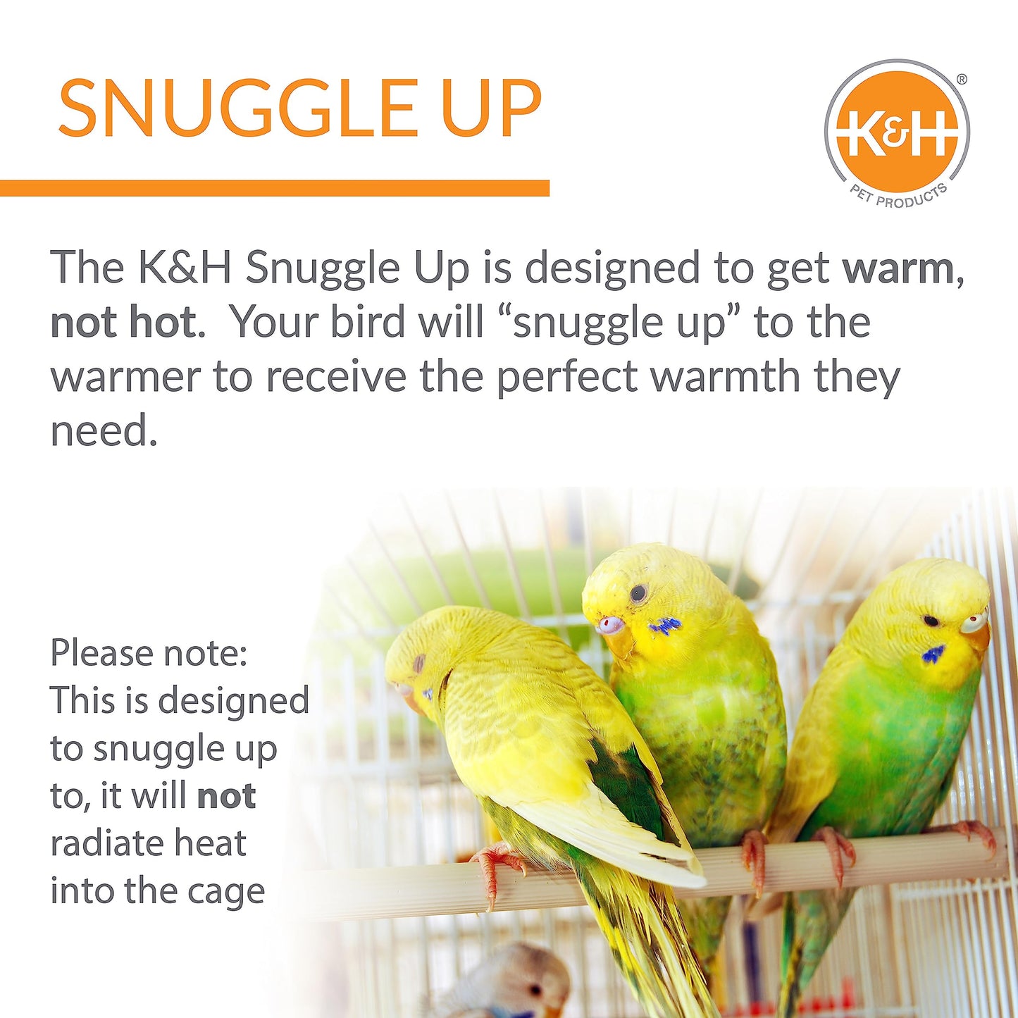 K&H Pet Products Snuggle-Up Bird Cage Heater, Bird Cage Accessory, Exotic Avian Warming Panel for Small Exotics Like Parakeet, Cockatiel, Canary - Small 5 X 3in Gray 12V